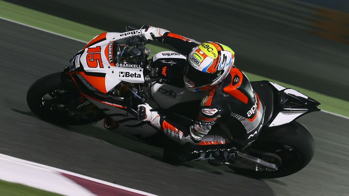 Alex De Angelis en el Mundial de Superbike con la Aprilia del Ioda.