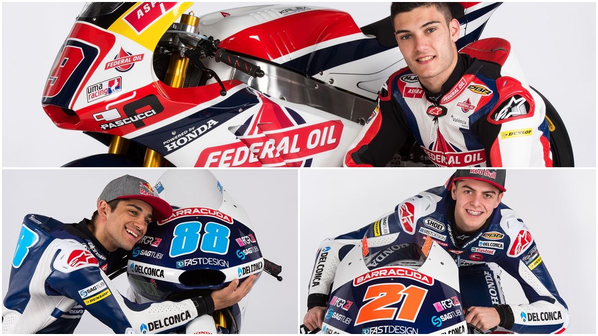 Jorge Navarro presentado por Gresini Moto2, Jorge Martín y Fabio Di Giannatonio en Moto3