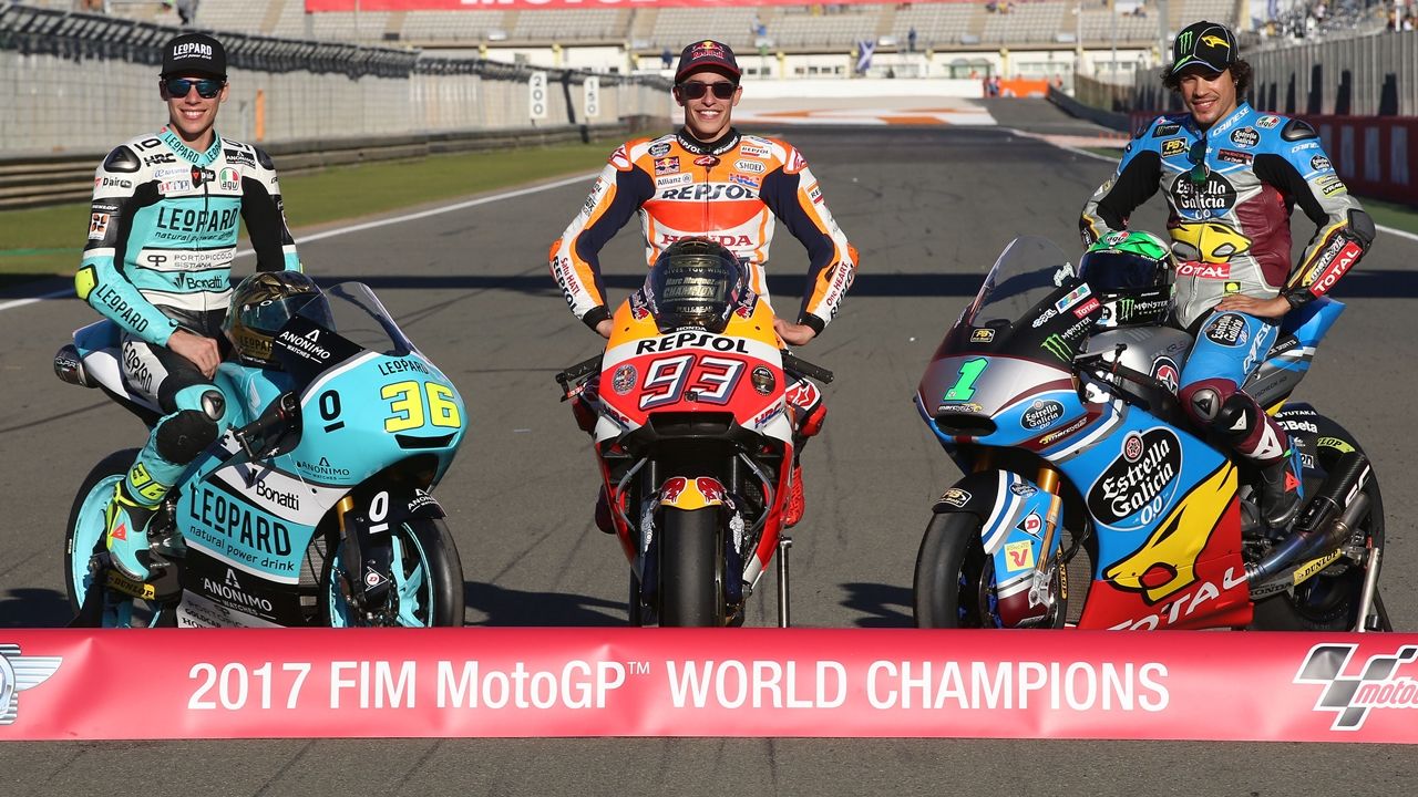 Clasificaciones finales 2017 en MotoGP, Moto2 y Moto3 (pilotos, constructores y equipos)