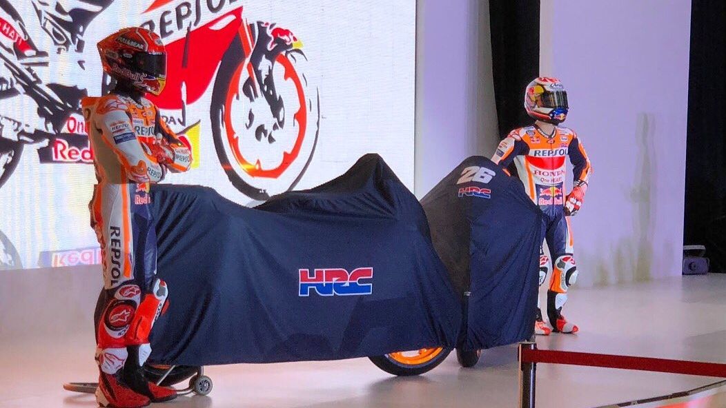 Marc Márquez y Dani Pedrosa presentan las dos Honda RC213V para MotoGP 2018