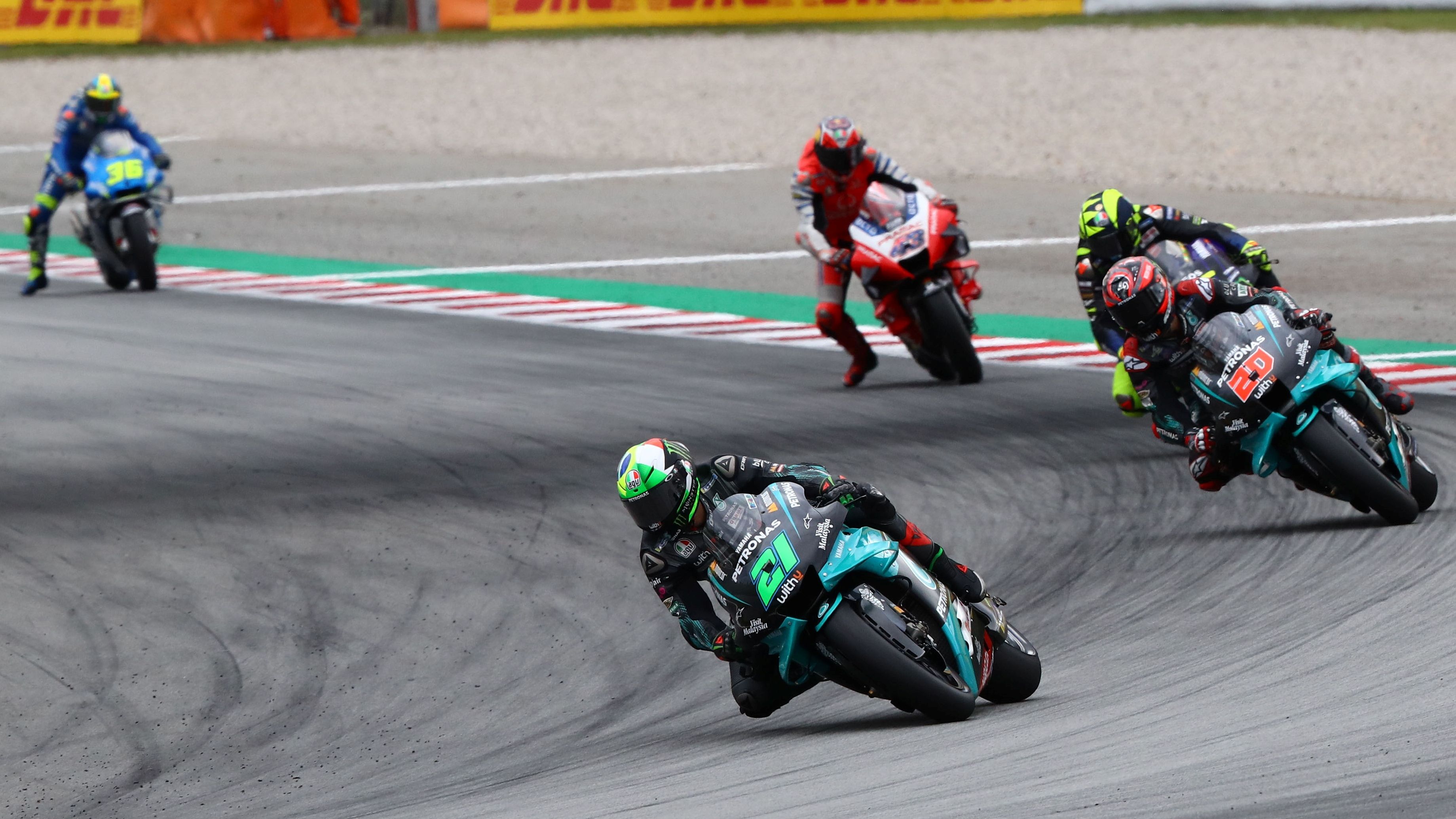 Franco Morbidelli comanda por delante Fabio Quartararo, Valentino Rossi y Jack Miller con Joan Mir al fondo