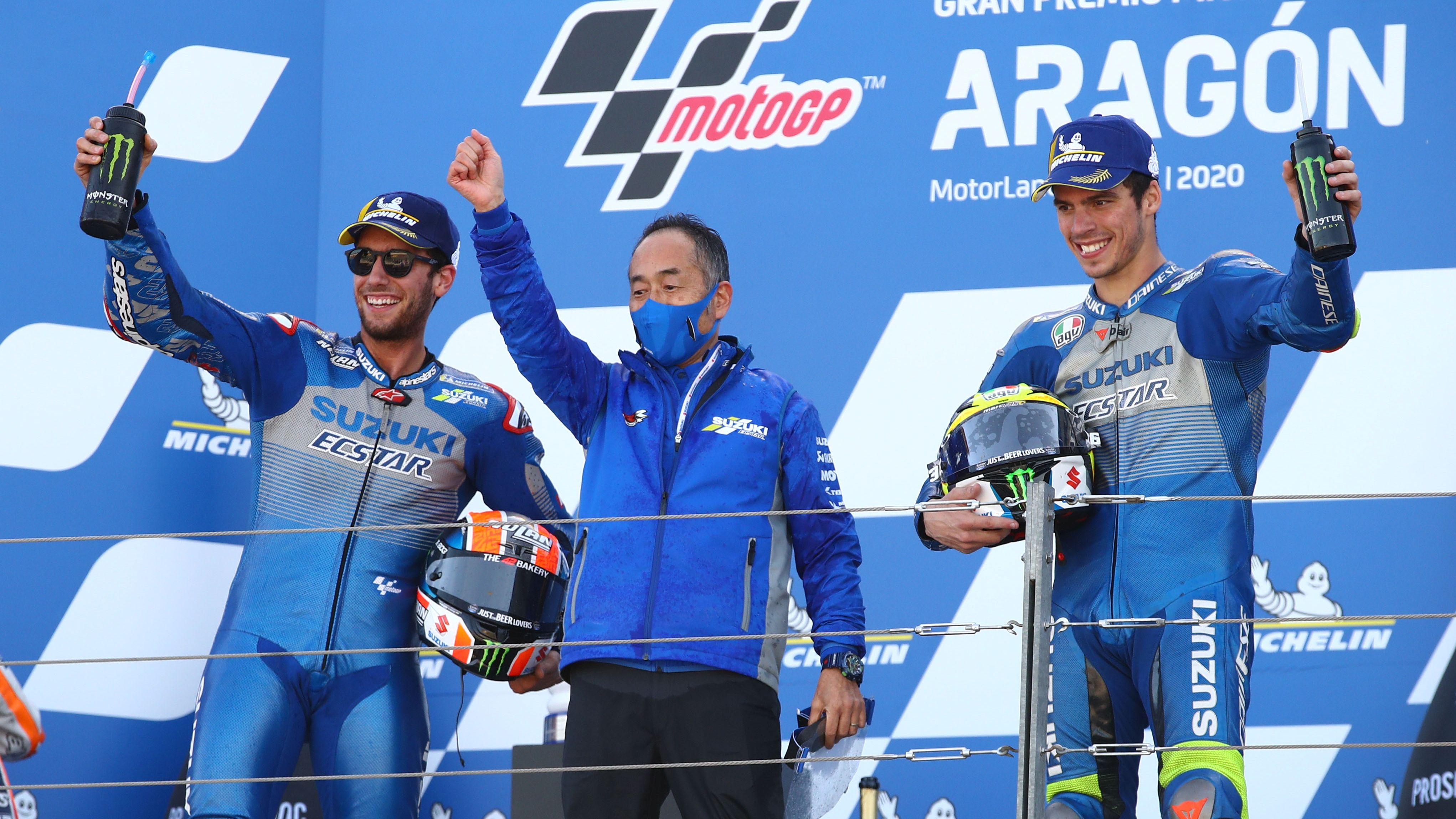 Alex Rins y Joan Mir festejan el día grande de Suzuki