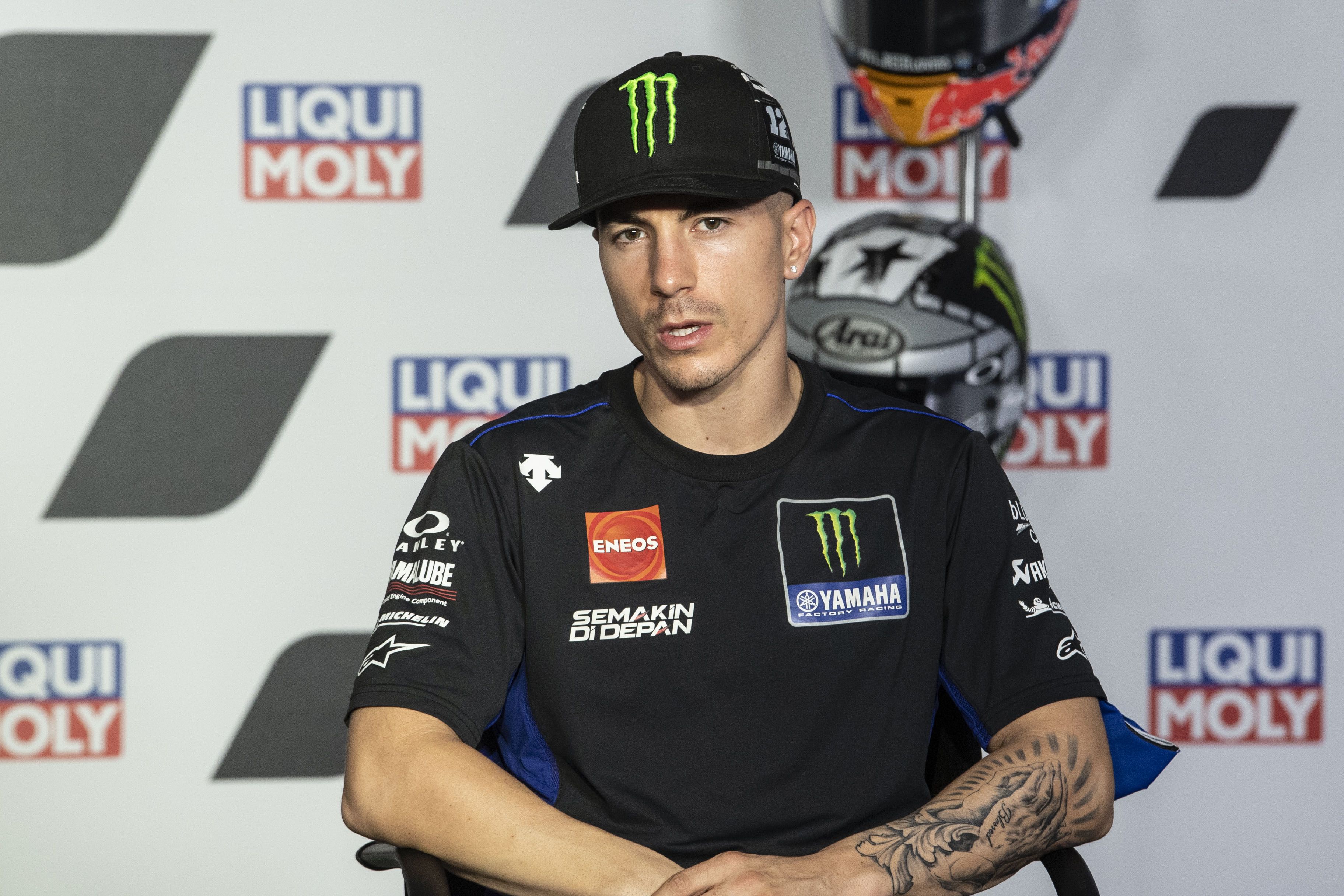Maverick Viñales durante la rueda de prensa del Gran Premio de Teruel.