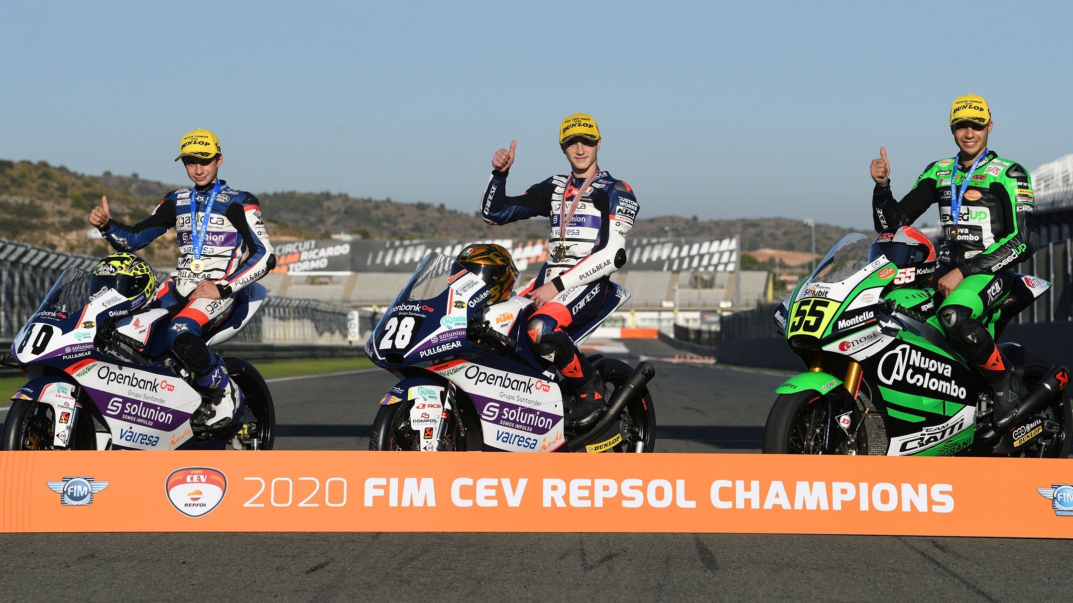 David Alonso (ETC), Izan Guevara (Moto3) y Yari Montella (Moto2), campeones del FIM CEV 2020