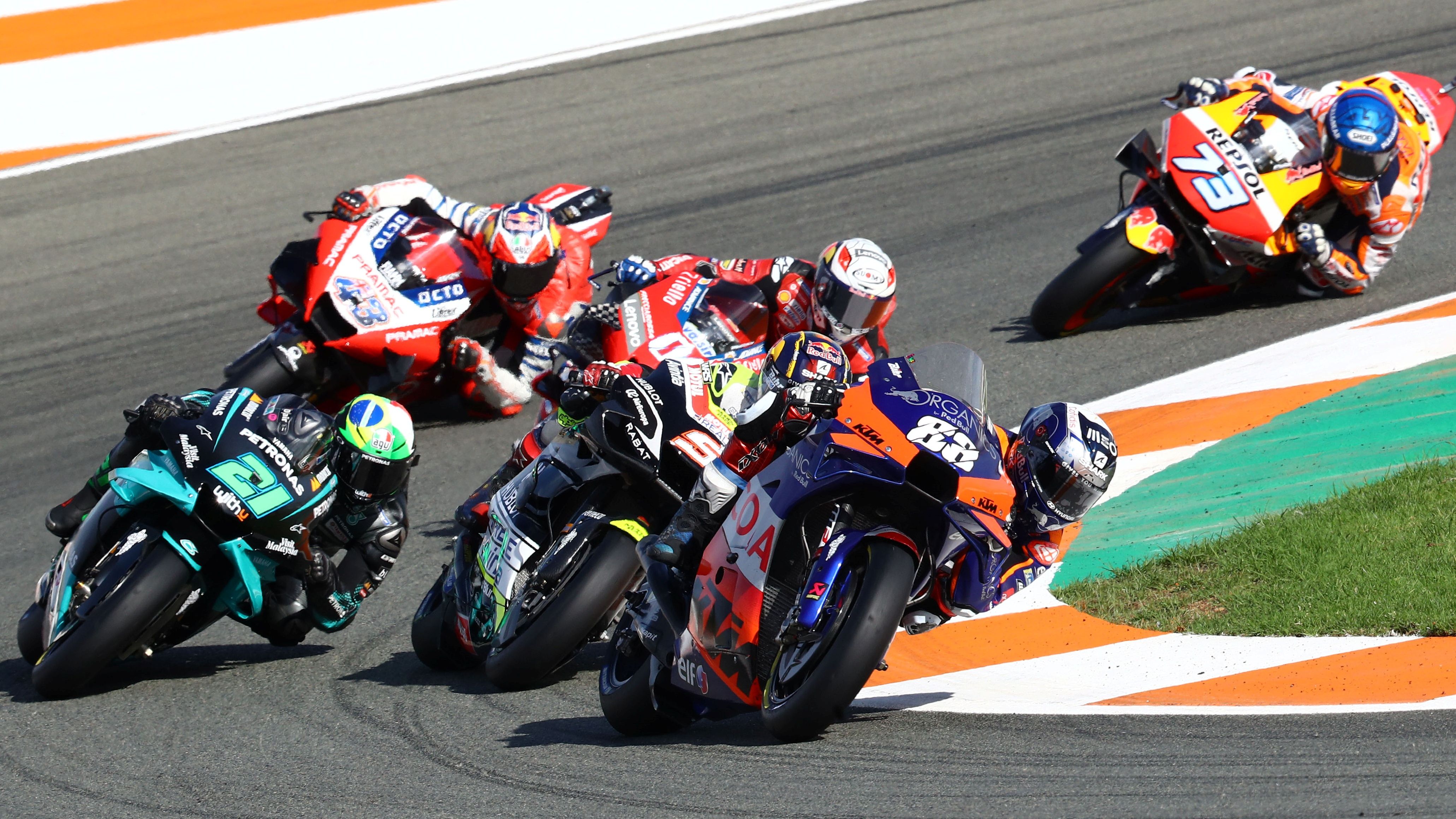 Miguel Oliveira, Johann Zarco, Franco Morbidelli, Andrea Dovizioso, Jack Miller y Álex Márquez
