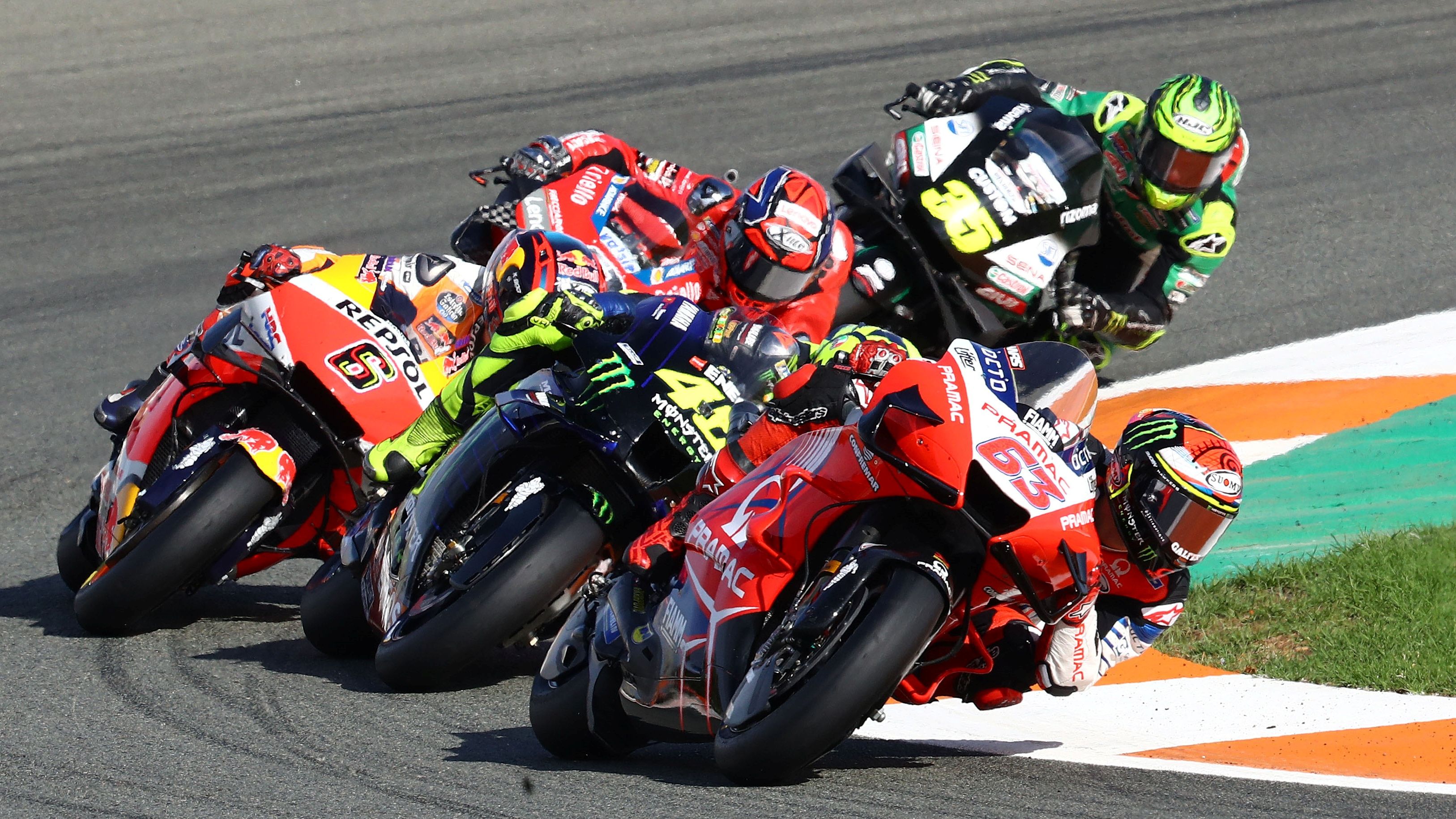 Pecco Bagnaia, Valentino Rossi, Stefan Bradl, Andrea Dovizioso y Cal Crutchlow