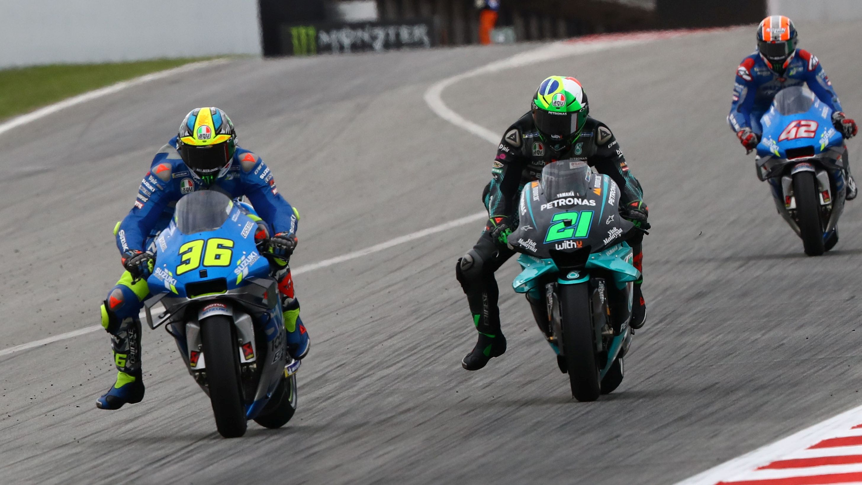Joan Mir, Franco Morbidelli y Álex Rins, el podio final de MotoGP 2020