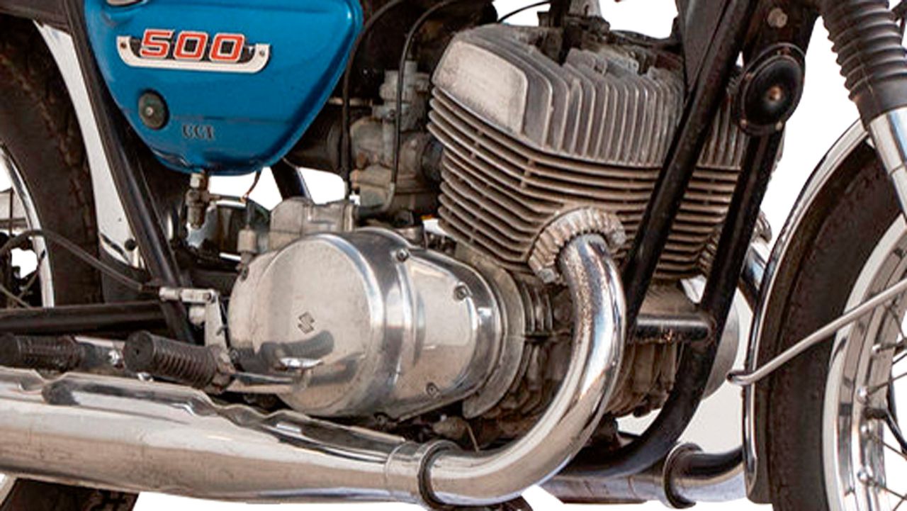 Suzuki T500 Titan 1968. Como cualquier dos tiempos, las Titan eran relativamente sencillas de preparar para las carreras, como así ocurrió con bastante éxito.