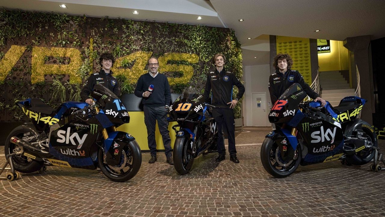 Presentación Sky Racing Team VR46 para 2021 con Celestino Vietti, Luca Marini y Marco Bezzecchi