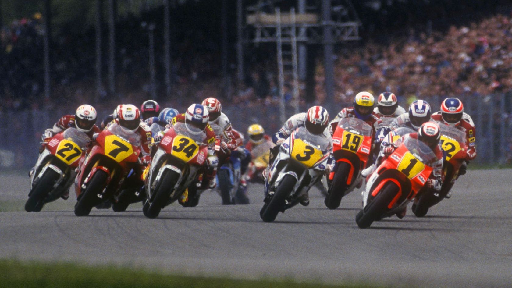 Eddie Lawson, Kevin Schwantz, Mick Doohan, John Kocinski y Wayne  Rainey