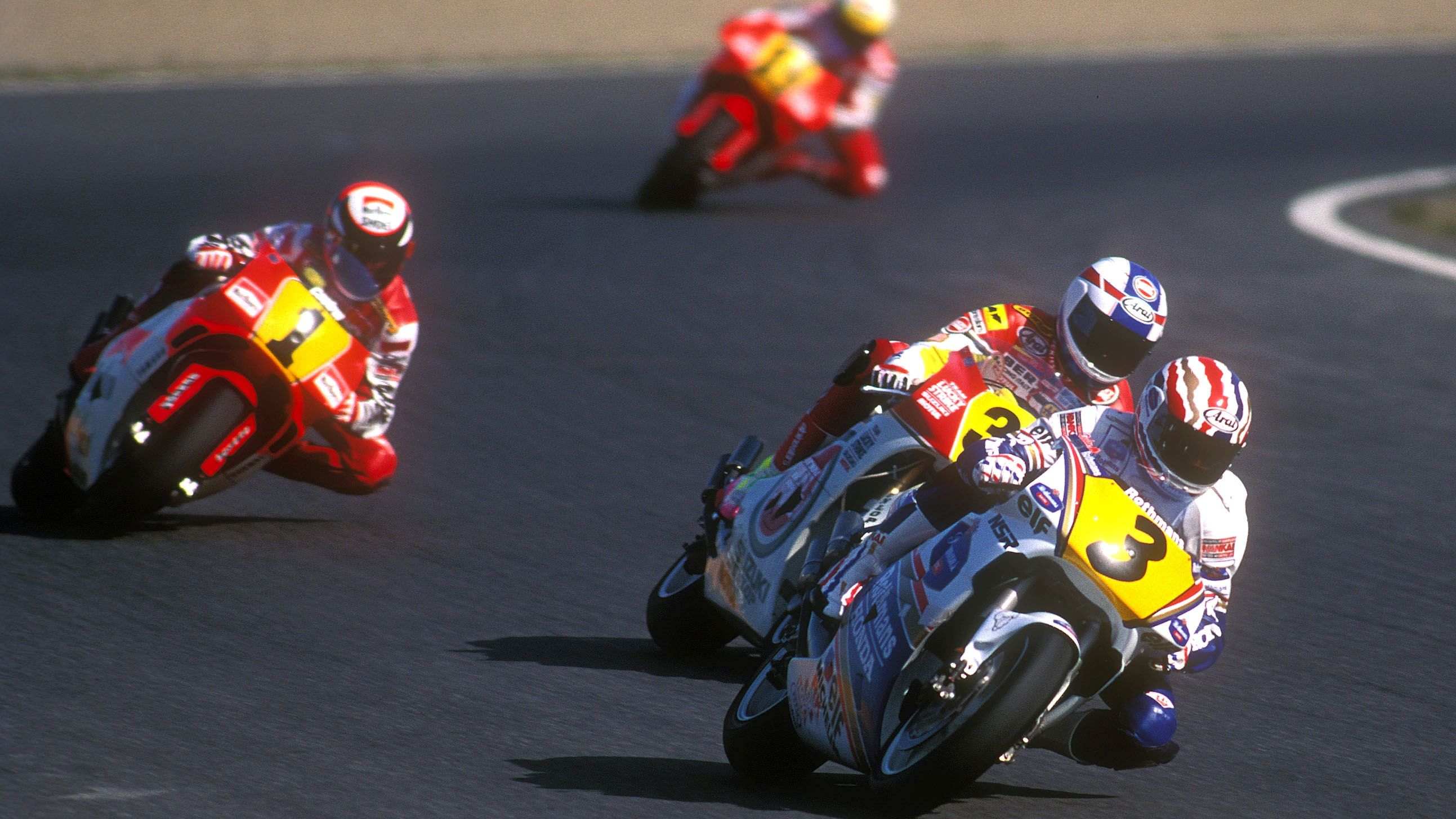 Mick Doohan, Kevin Schwantz, Wayne Rainey y John Kocinski