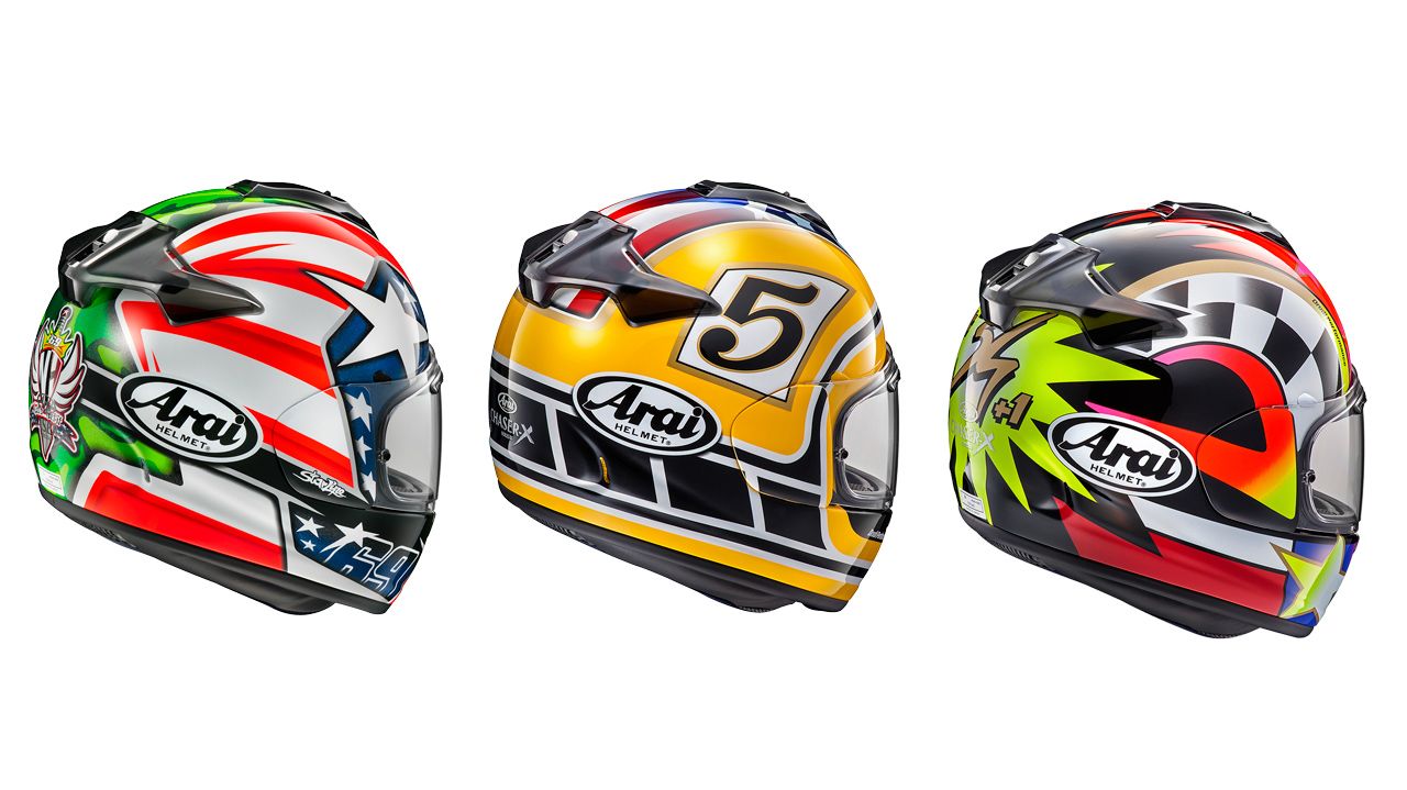 Arai Chaser X Replica Hayden, Replica Edwards Legend, Replica Schwantz 95