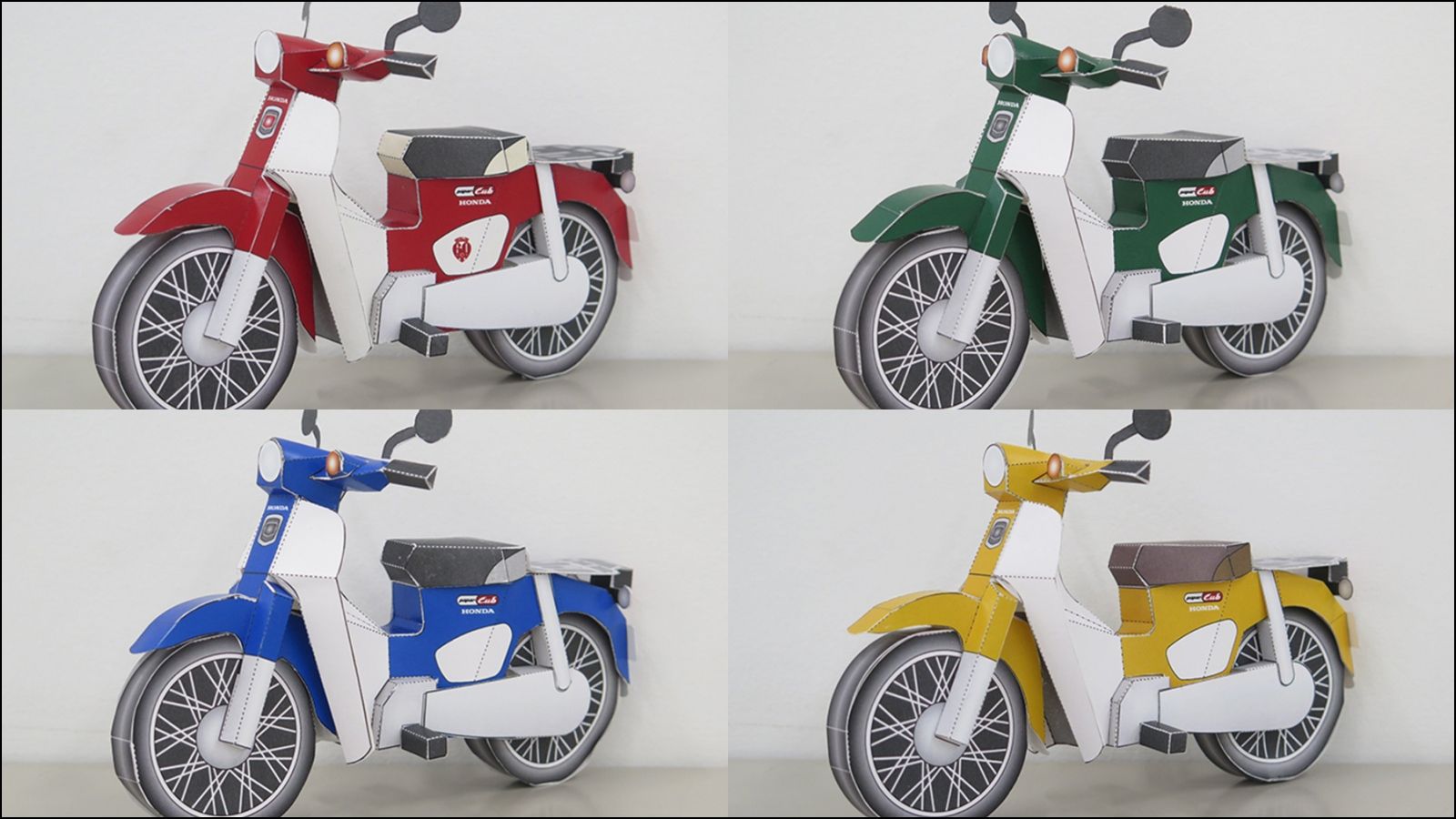 La Honda Super Cub de papiroflexia está en cuatro colores