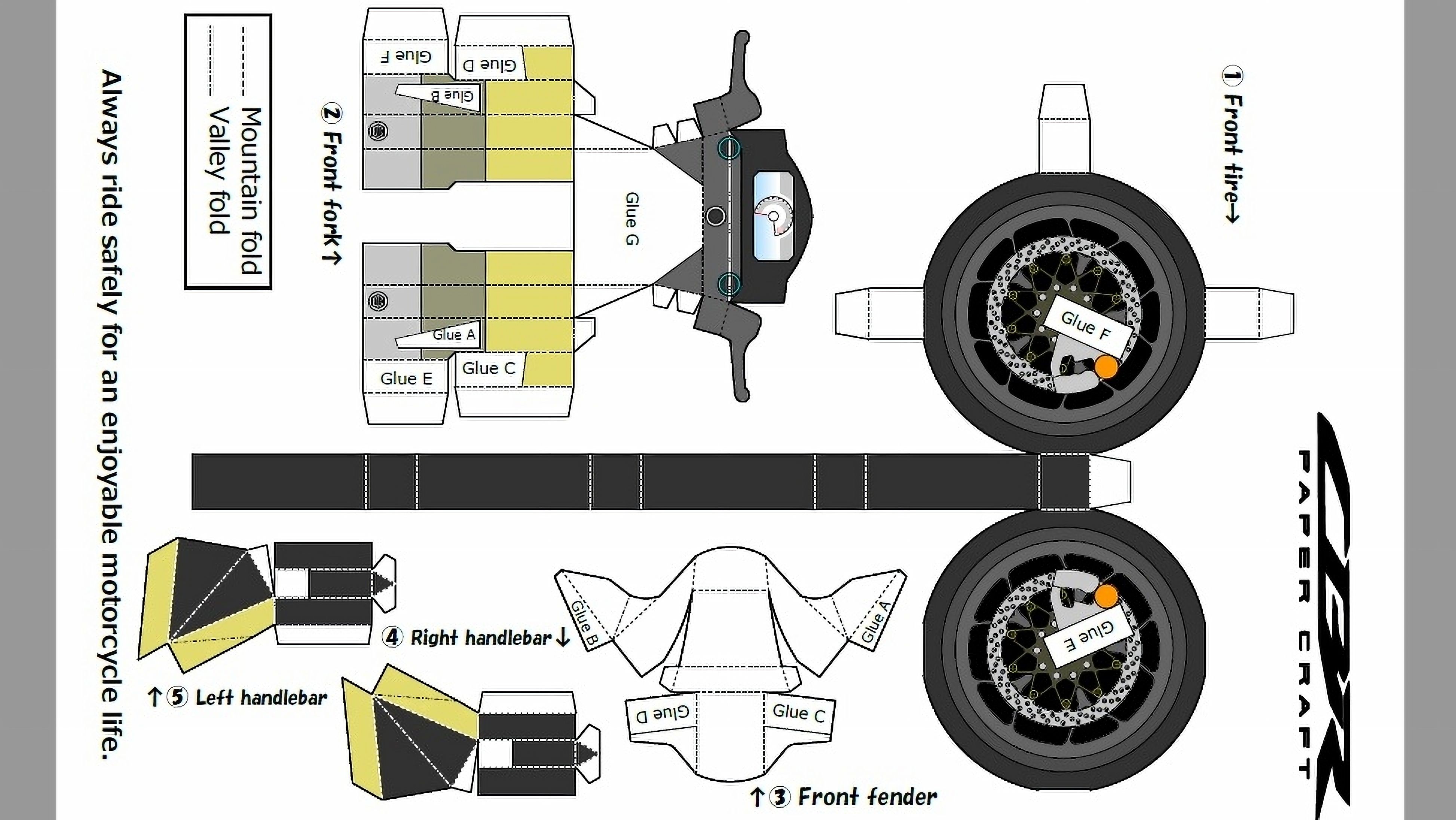 Página 1 de los recortables de la Honda CBR1000RR R blanca