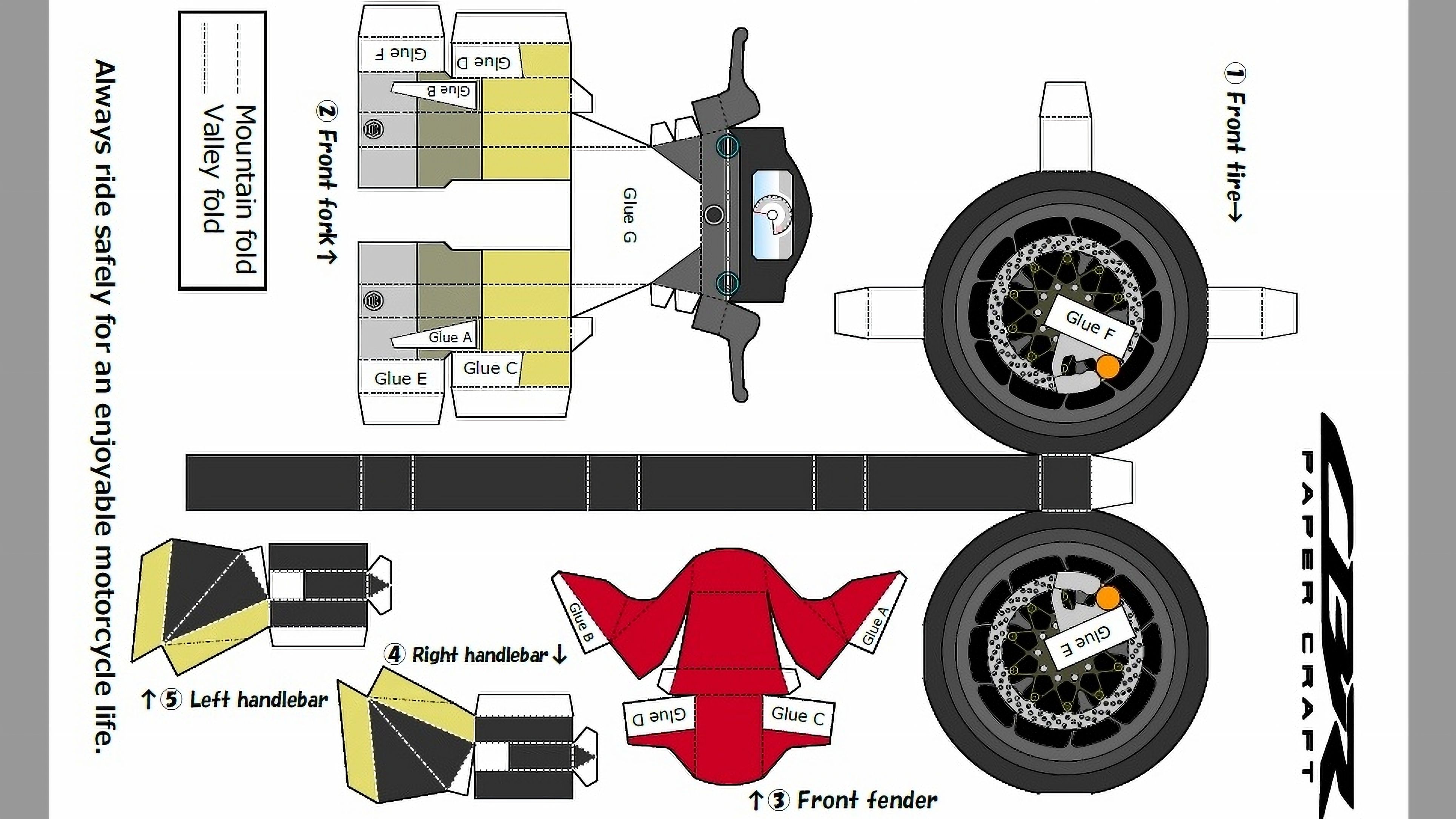 Página 1 de los recortables de la Honda CBR1000RR R tricolor