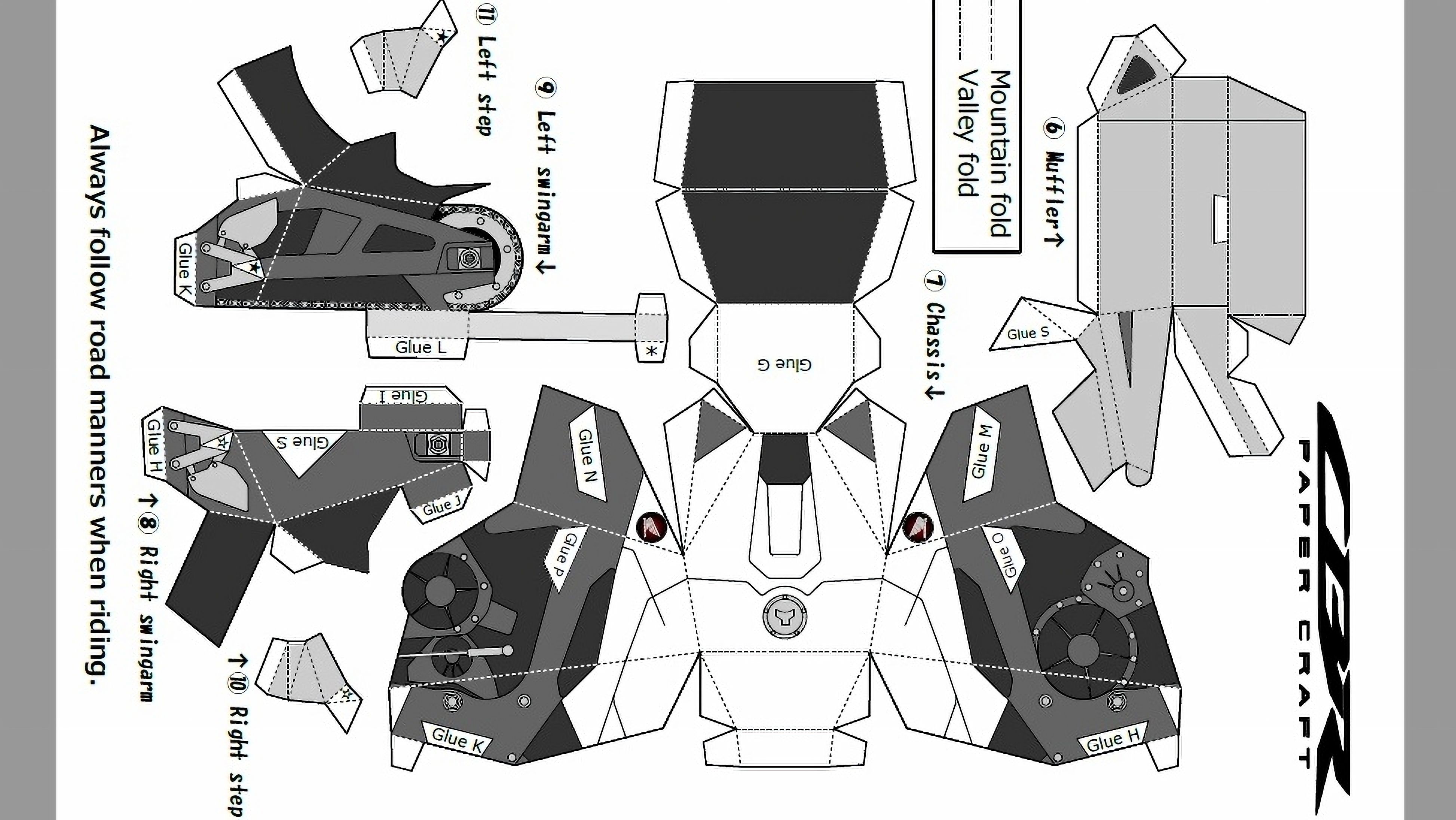 Página 2 de los recortables de la Honda CBR1000RR R blanca