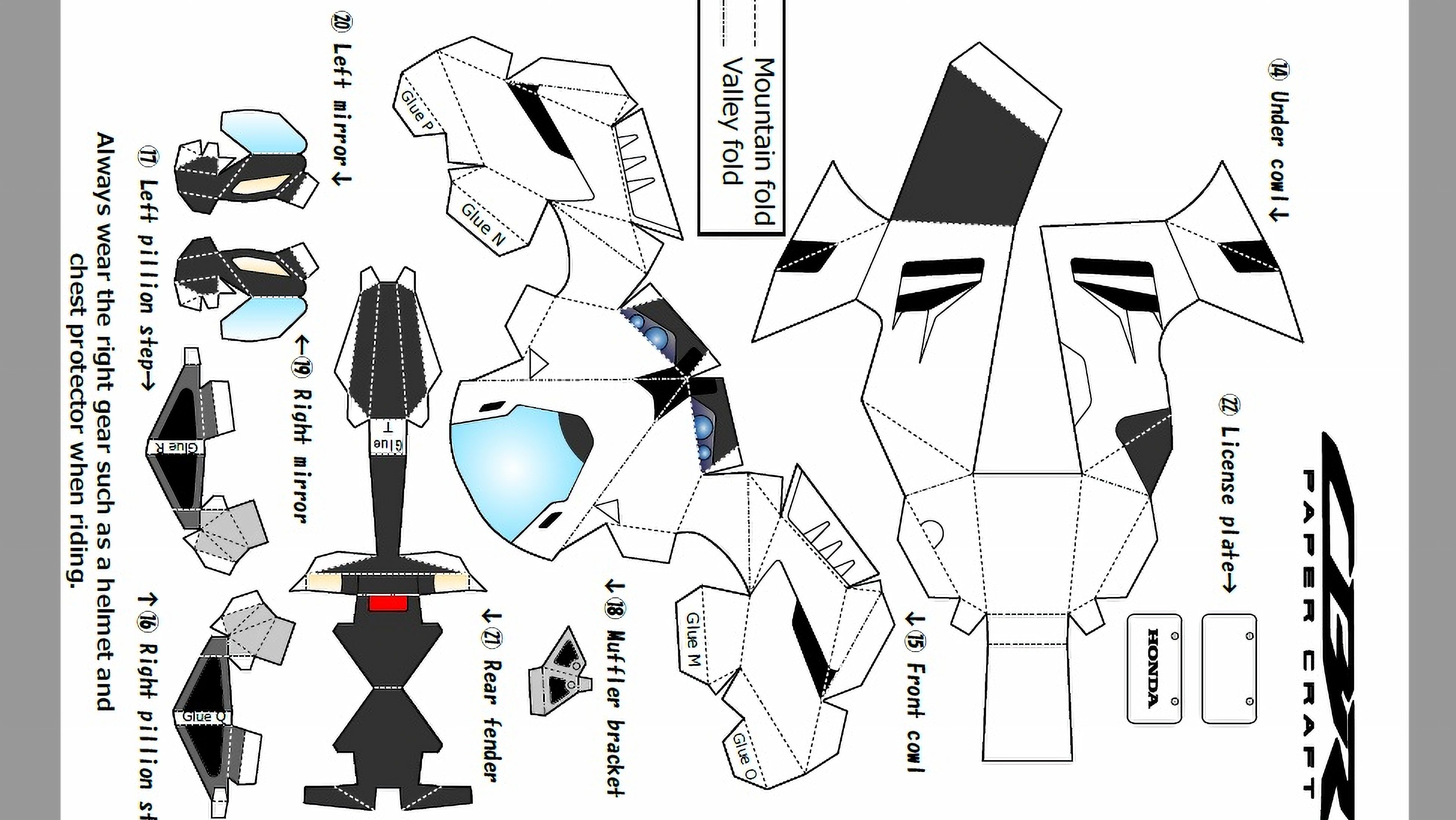 Página 4 de los recortables de la Honda CBR1000RR R blanca