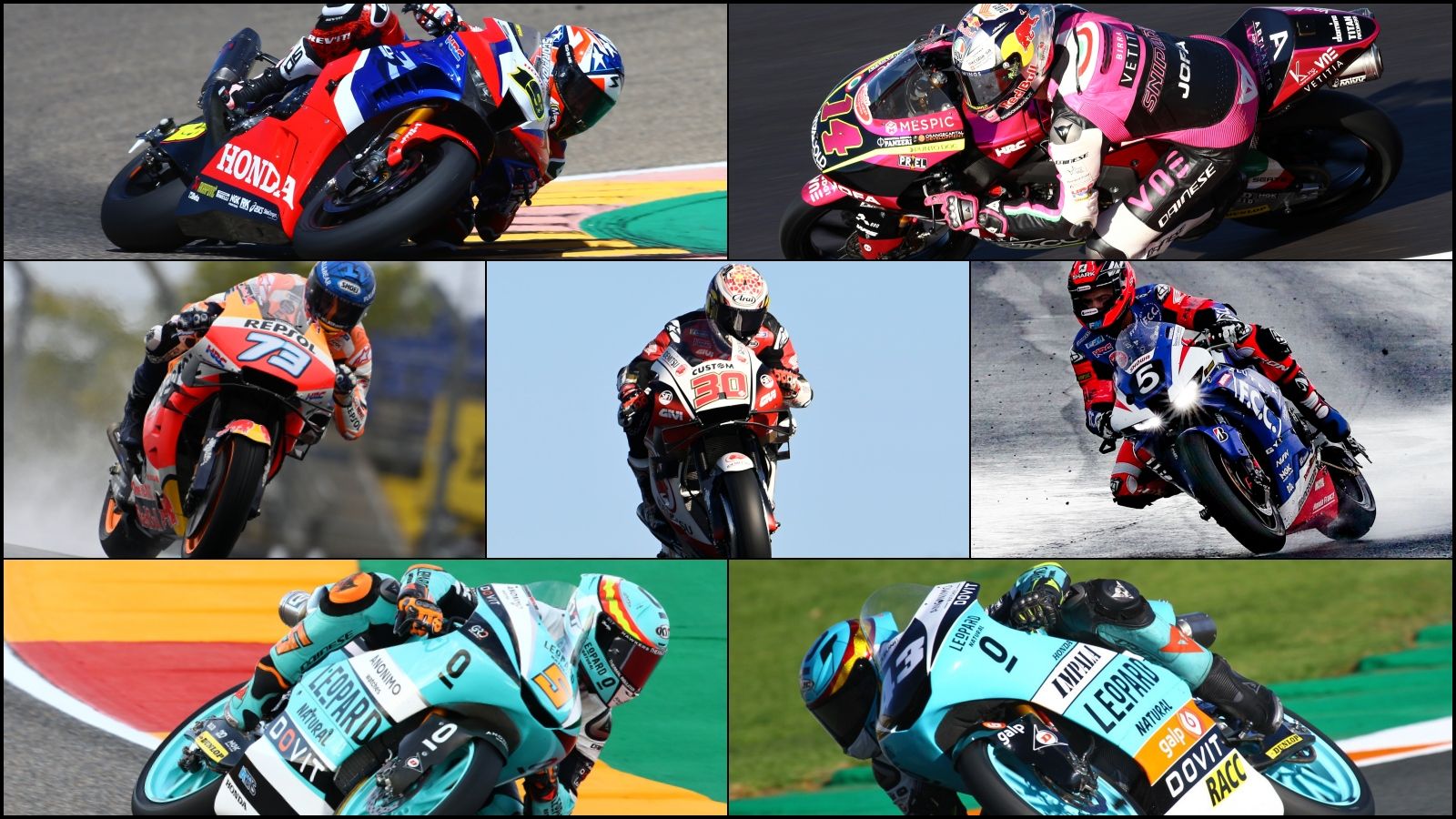 Alvaro Bautista, Tony Arbolino, Álex Márquez, Takaaki Nakagami, FCC TSR, Jaume Masià y Xavi Artigas, pilotos Honda en 2020 Alvaro Bautista, Tony Arbolino, Álex Márquez, Takaaki Nakagami, FCC TSR, Jaume Masià y Xavi Artigas, pilotos Honda en 2020