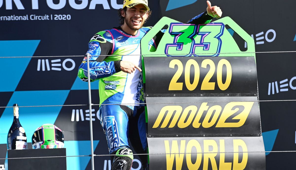 Enea Bastianini festeja su título mundial de Moto 2020 Enea Bastianini festeja su título mundial de Moto 2020