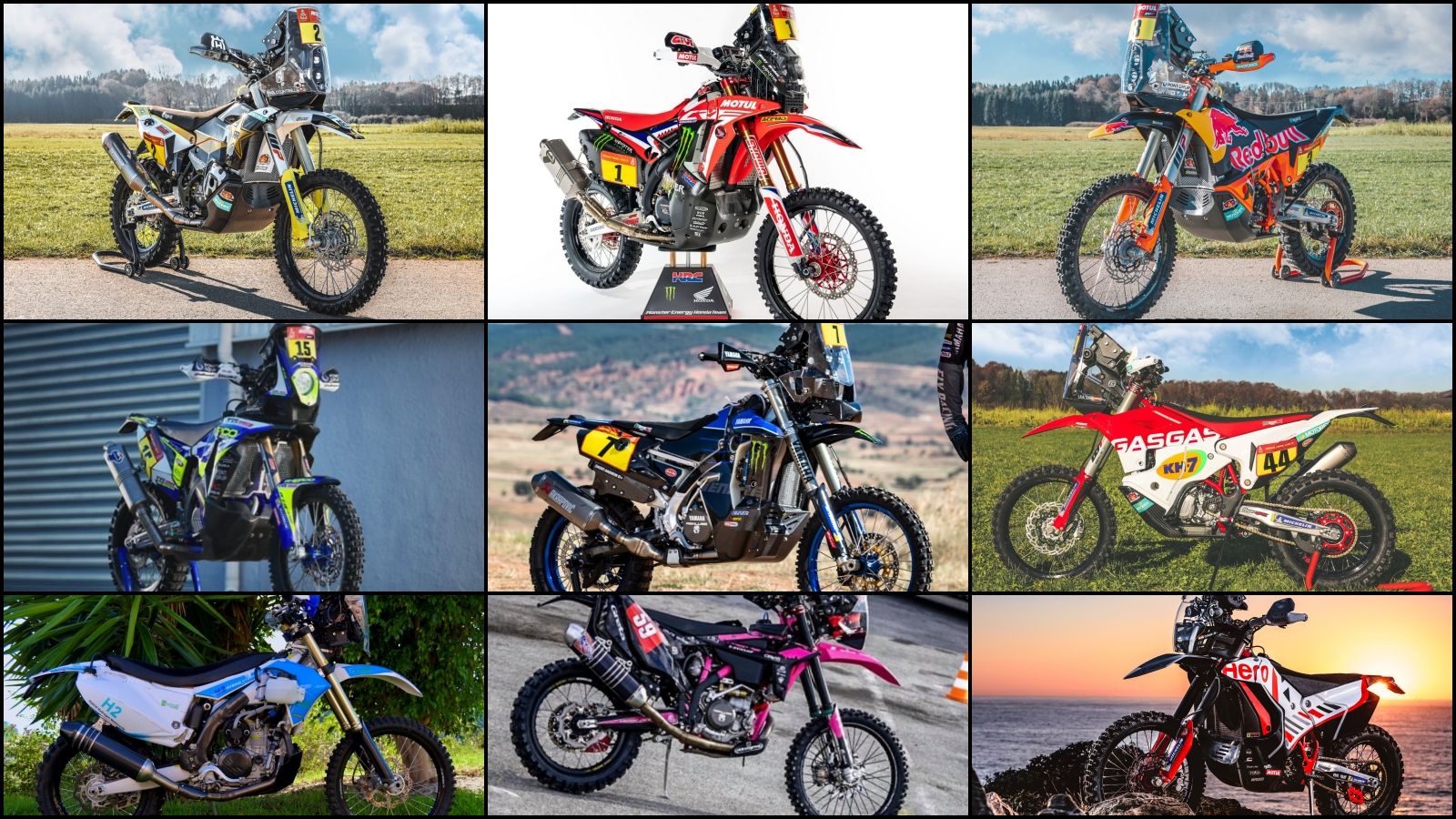 Husqvarna, Honda, KTM, Sherco TVS, Yamaha, GasGas, Garnati, Beta y Hero, las nueve marcas presentes en el Dakar