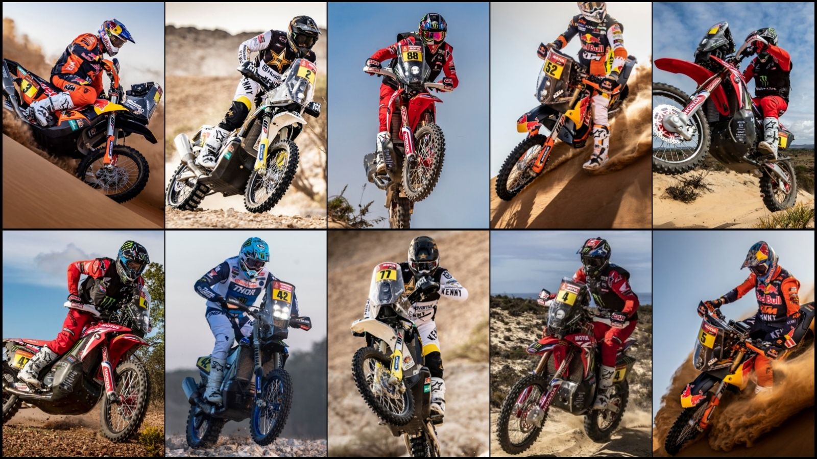 Favoritos del Dakar 2021: Toby Price, Pablo Quintanilla, Joan Barreda, Matthias Walkner, Ricky Brabec, Kevin Benavides, Adrien Van Beveren, Luciano Benavies, Nacho Cornejo y Sam Sunderland