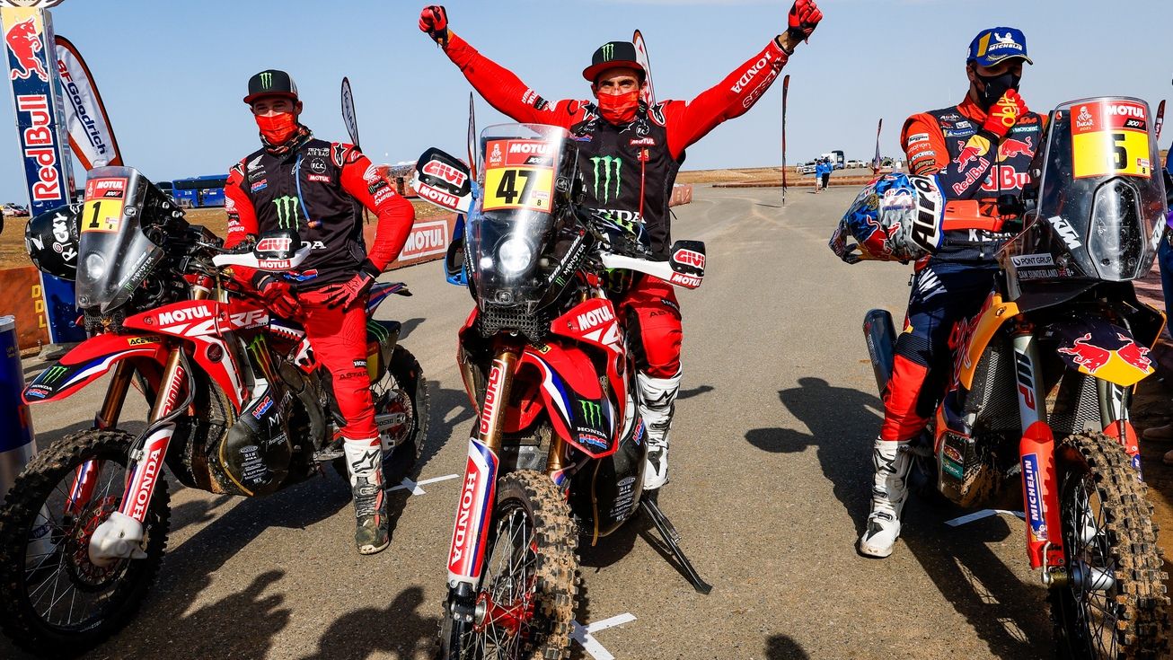 Kevin Benavides, Ricky Brabec y Sam Sunderland, podio final del Dakar 2021