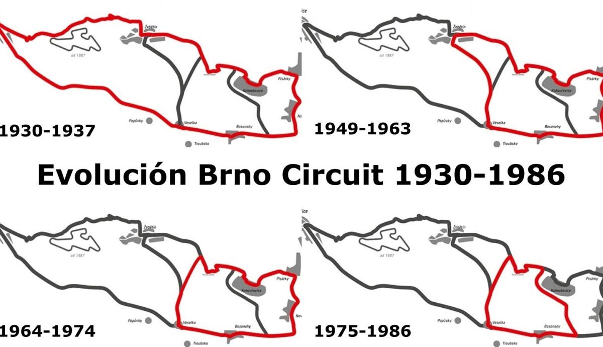 Evolución del trazado de Brno desde 1930 hasta 1987