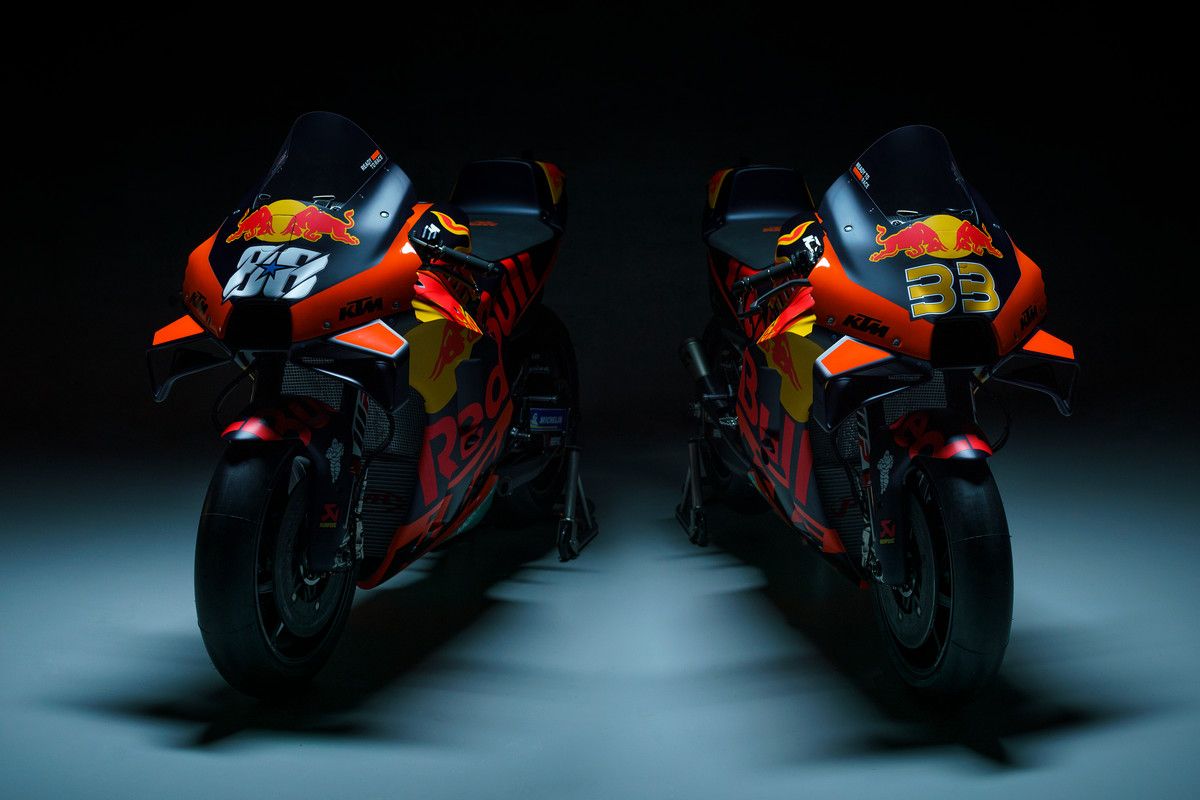 374215 KTM RC16 Brad Binder 33 Miguel Oliveira 88 Red Bull KTM Factory Racing MotoGP Team Presentation 2021