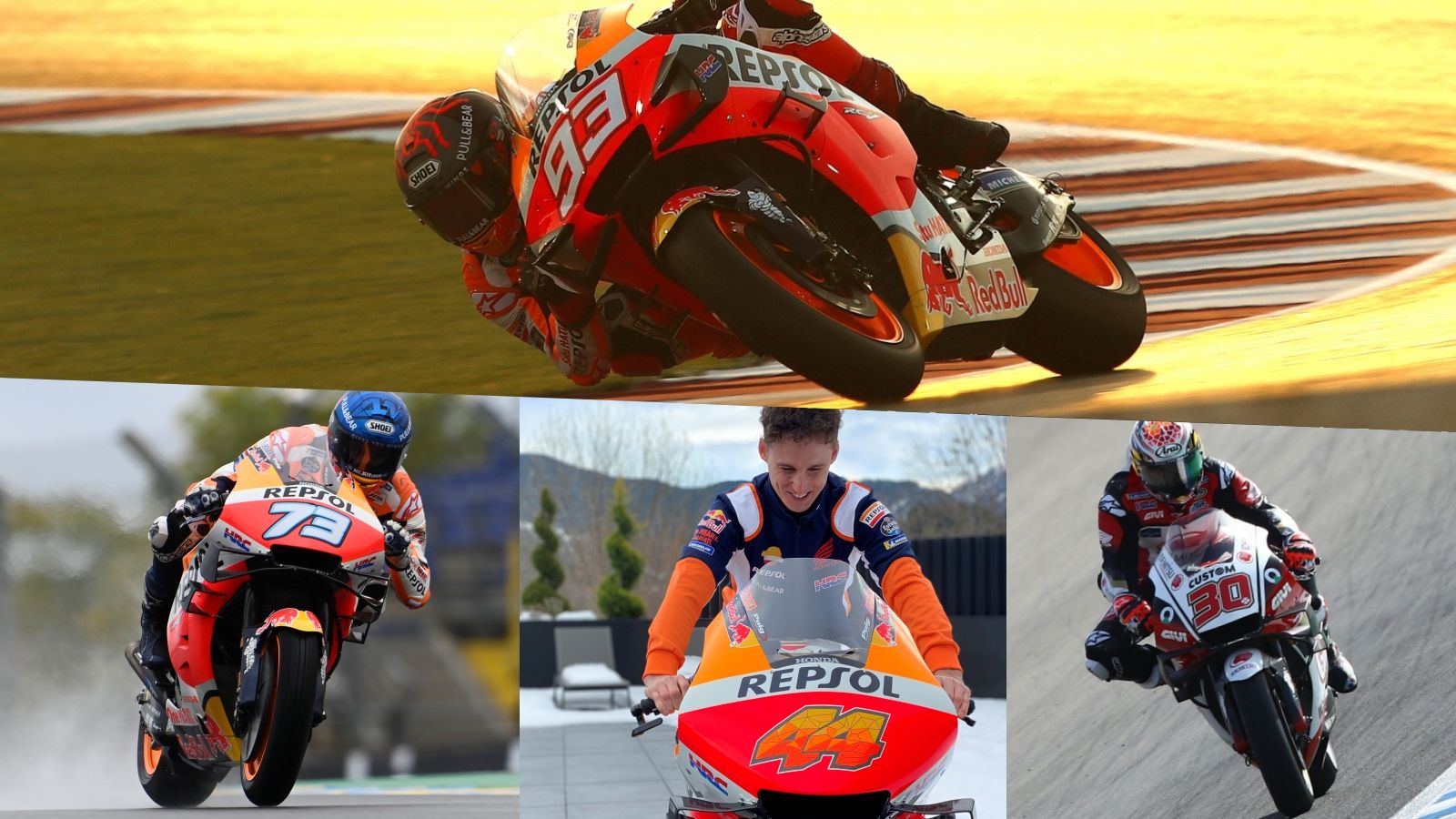 Marc Márquez, Álex Márquez, Pol Espargaró y Takaaki Nakagami, los pilotos de Honda en MotoGP 2021