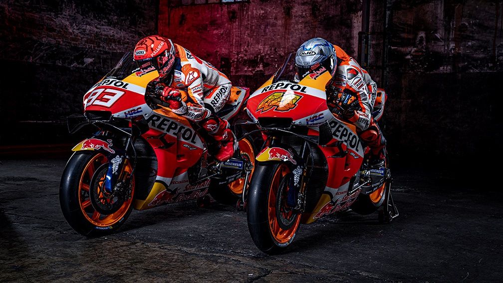 Marc Márquez y Pol Espargaró sobre las Honda RC213V para MotoGP 2021