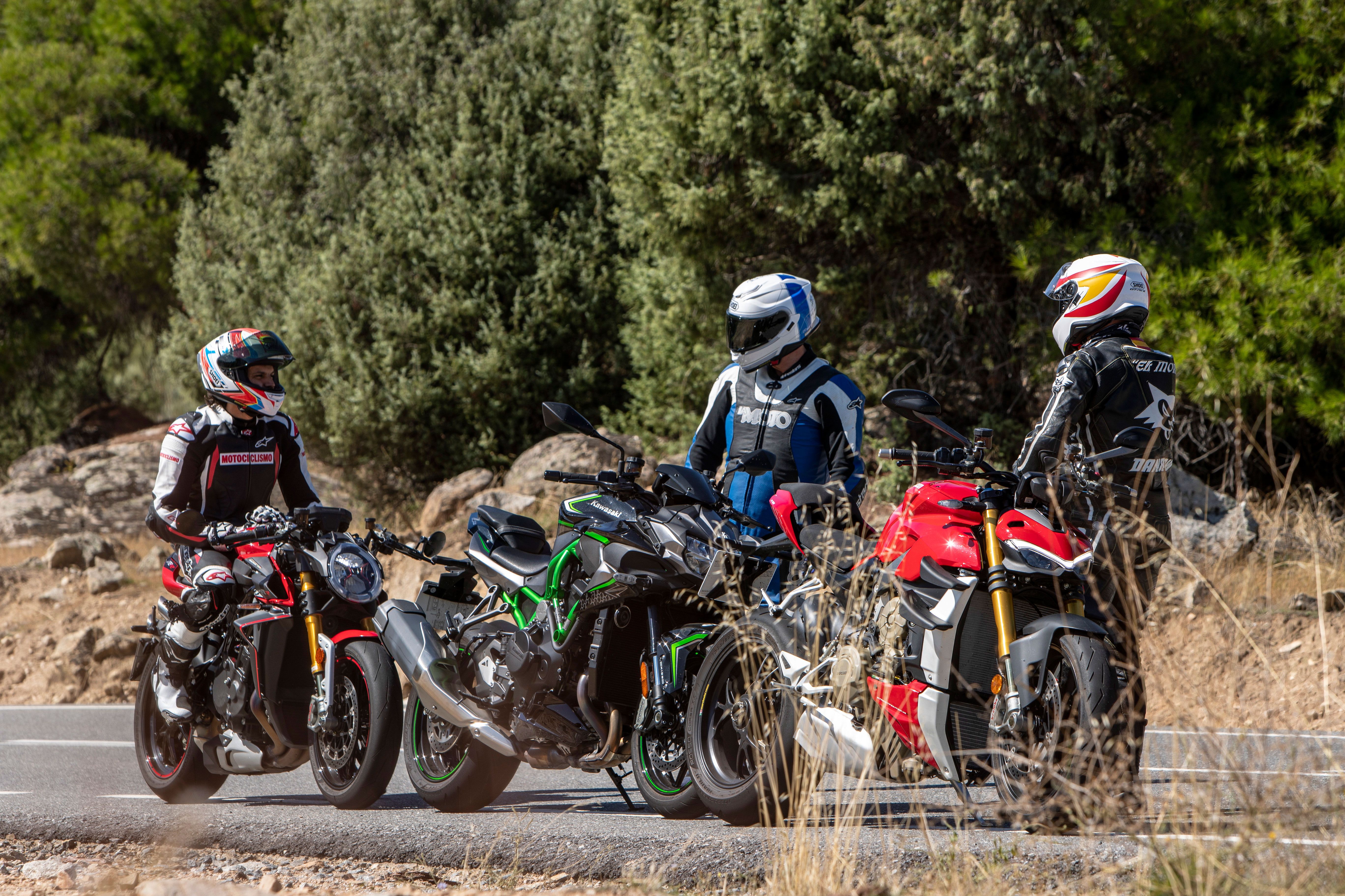 Comparativa:  Ducati Streetfighter V4 S, Kawasaki Z H2, MV Agusta Brutale 1000 RR