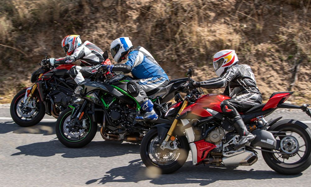 Comparativa:  Ducati Streetfighter V4 S, Kawasaki Z H2, MV Agusta Brutale 1000 RR