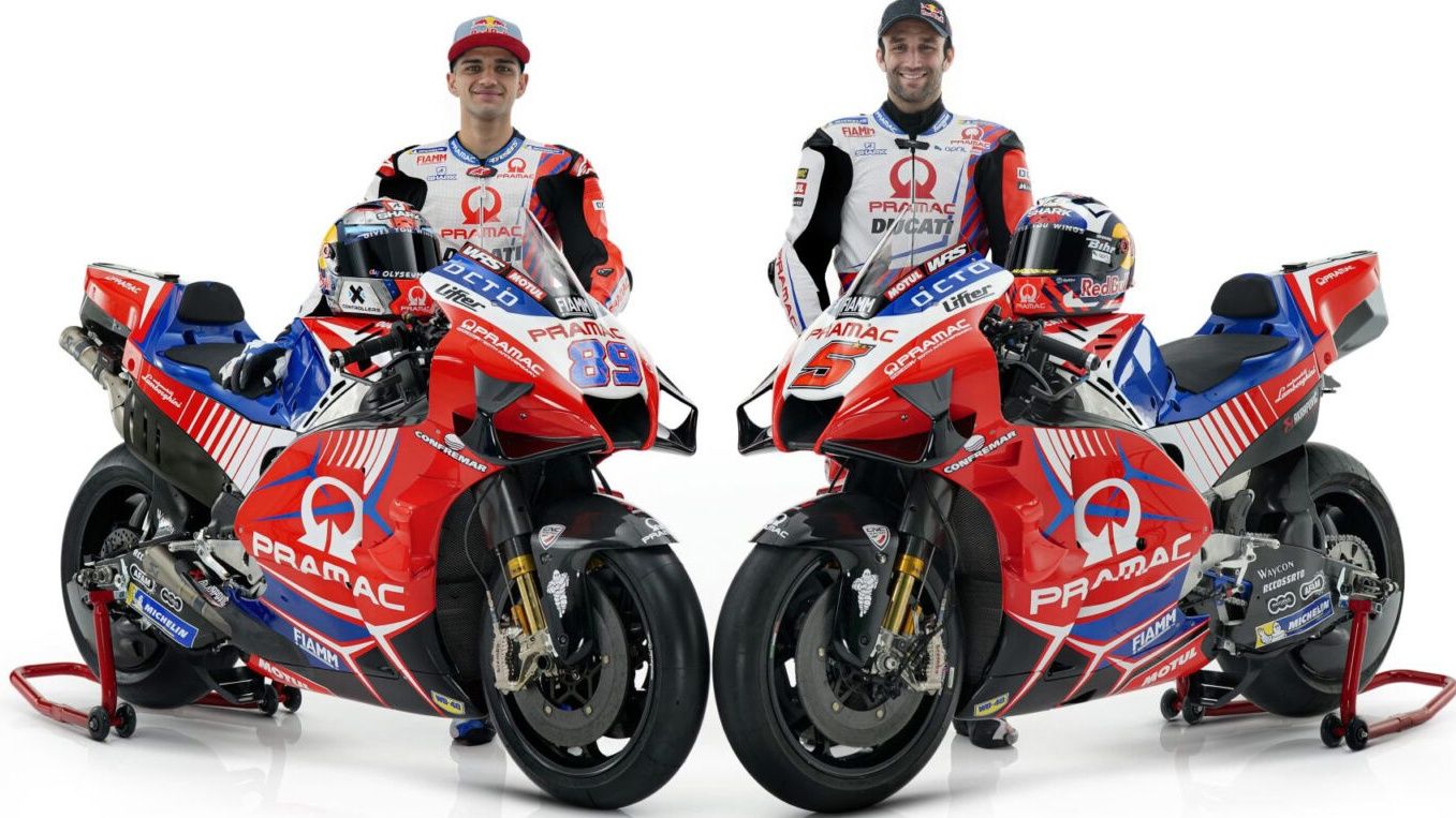 Jorge Martín y Johann Zarco con las Ducati Desmosedici GP21 del Pramac para MotoGP 2021