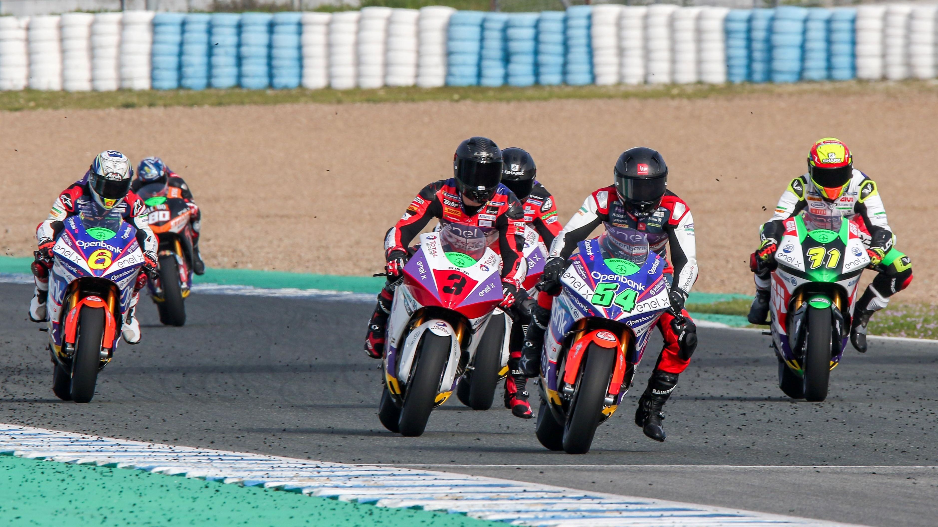 Fermín Aldeguer y Lukas Tulovic seguidos por más pilotos, Test 1 Jerez MotoE 2021