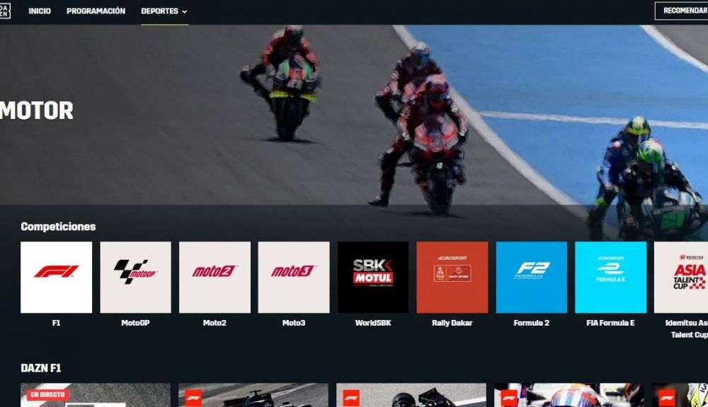 MotoGP seguirá siendo uno de los platos fuertes de DAZN en 2021, donde han añadido la F1