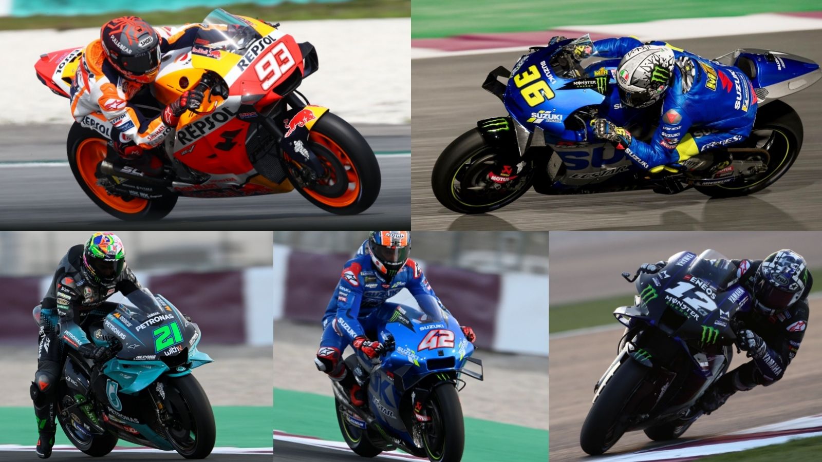 Marc Márquez, Joan Mir, Franco Morbidelli, Álex Rins y Maverick Viñales buscarán el título de MotoGP 2021