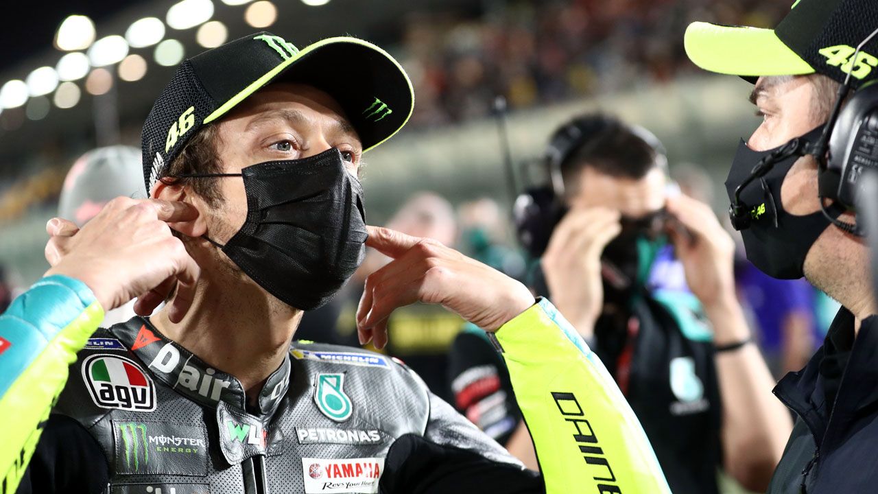 Valentino Rossi en la salida del Gran Premio de Qatar 2021.