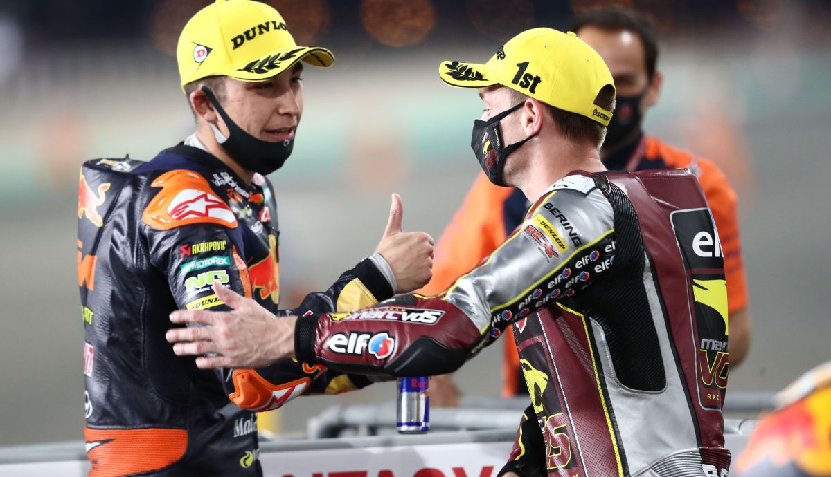 sam lowes y raul fernandez podio doha sam lowes y raul fernandez podio doha