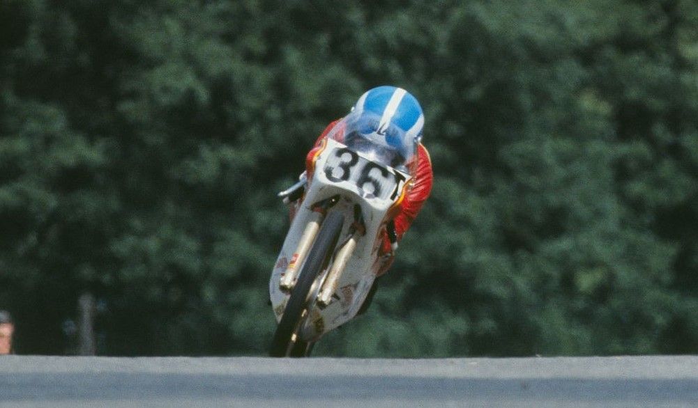 Ricardo Tormo en la Bultaco de 1978, con la que fue campeón de 50 cc. Fuente: Gold & Goose