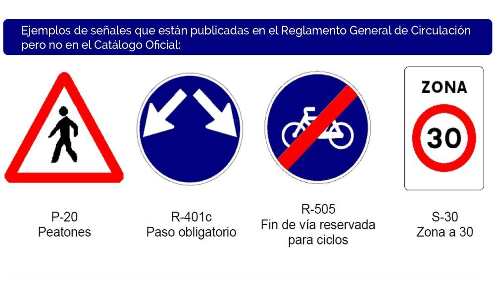 Señales que no figuran en el Catálogo Oficial