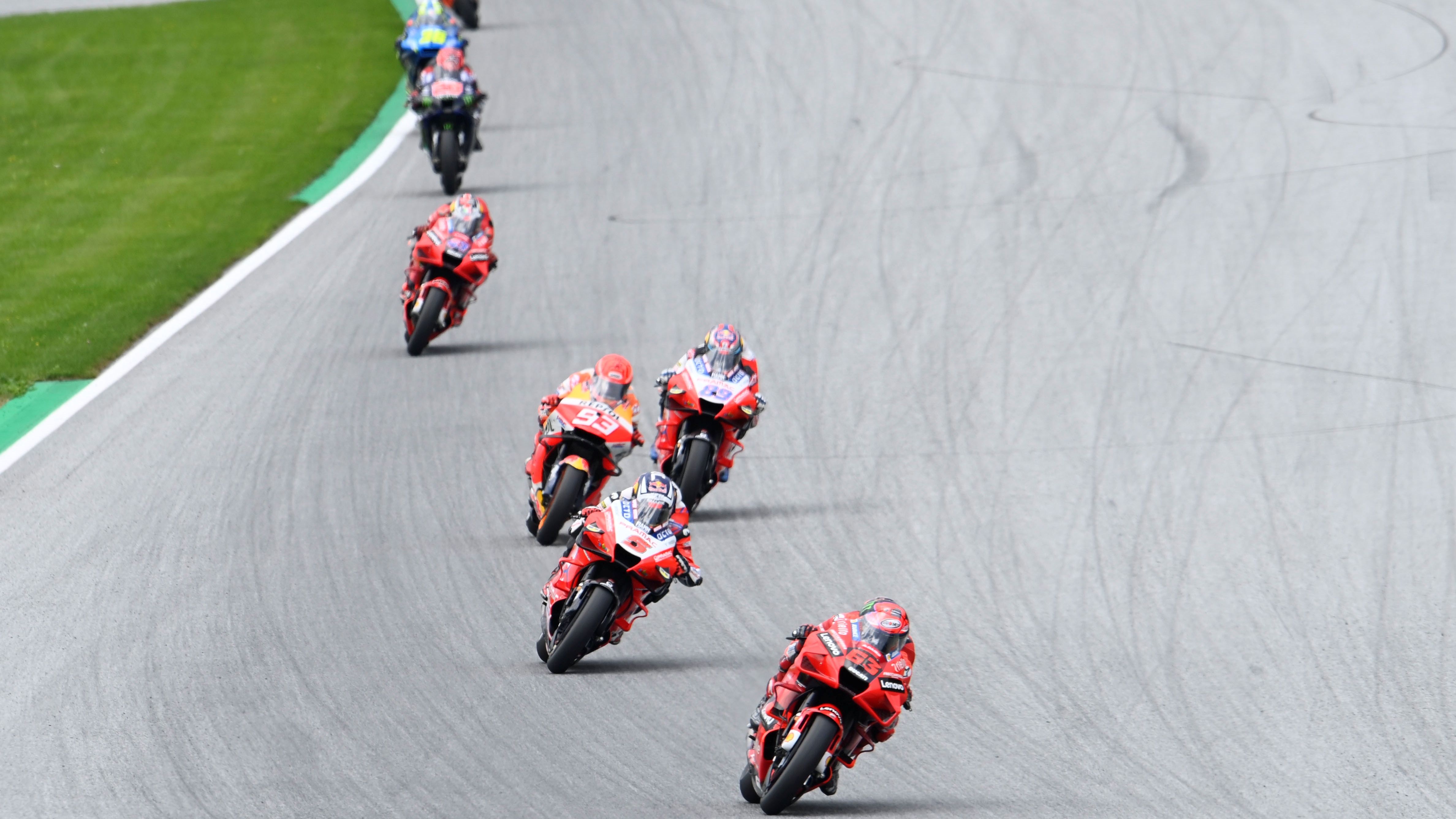 Pecco Bagnaia lidera ante Johann Zarco, Marc Márquez, Jorge Martín y Jack Miller