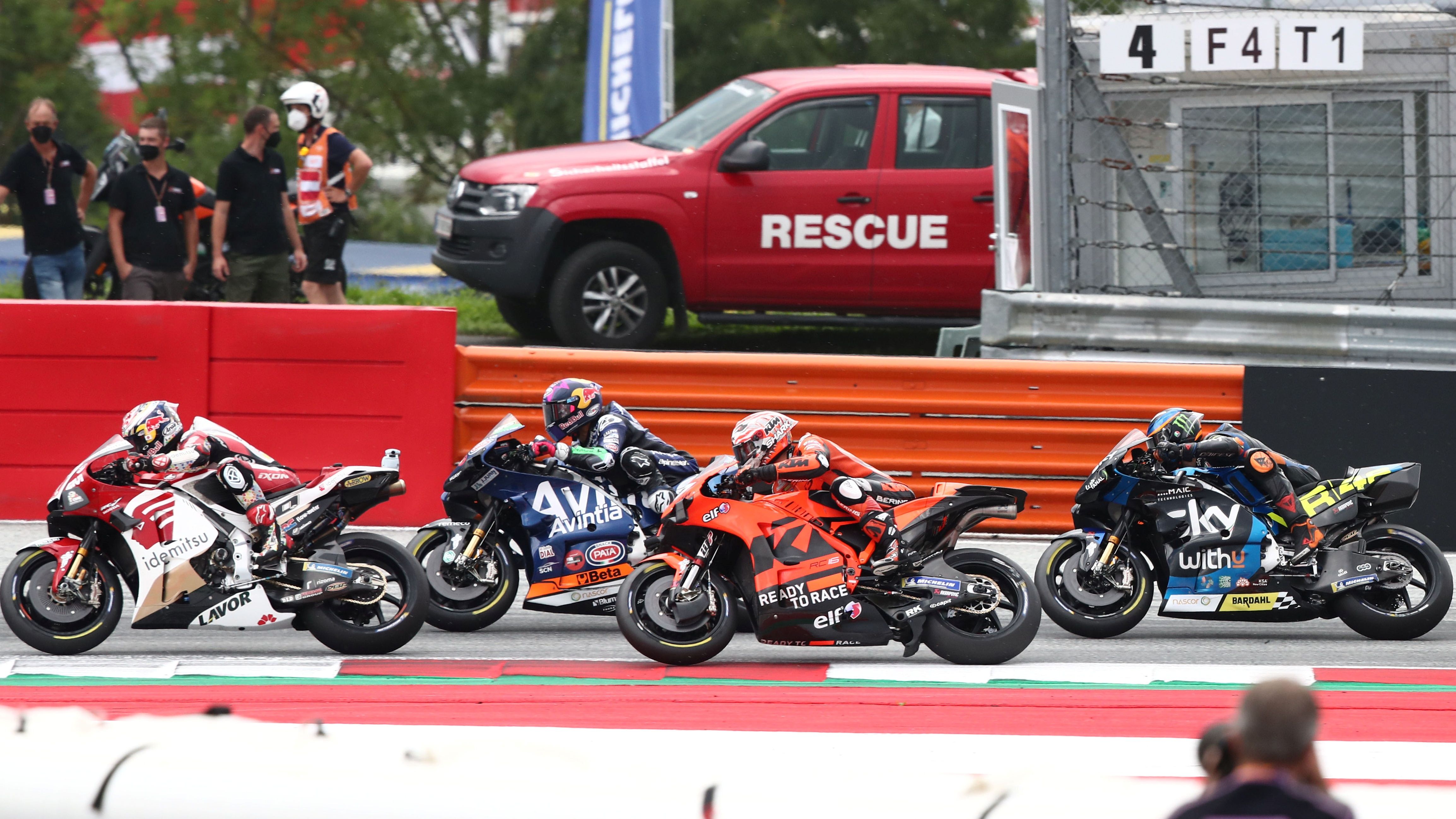 Takaaki Nakagami, Enea Bastianini, Iker Lecuona y Luca Marini