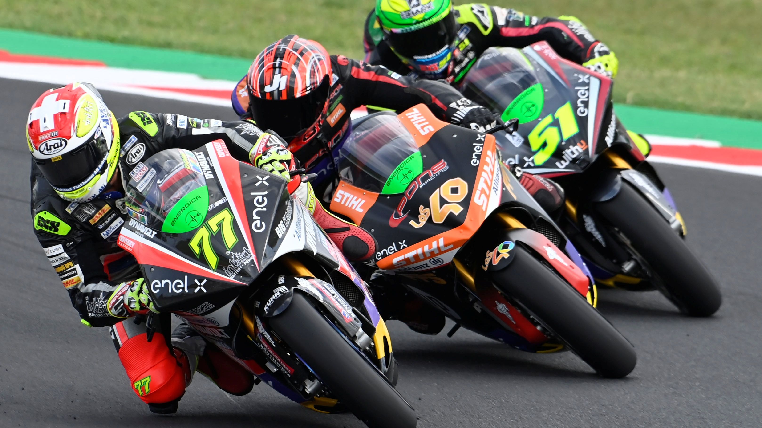Dominique Aegerter, Jordi Torres y Eric Granado, tres de los capos de MotoE