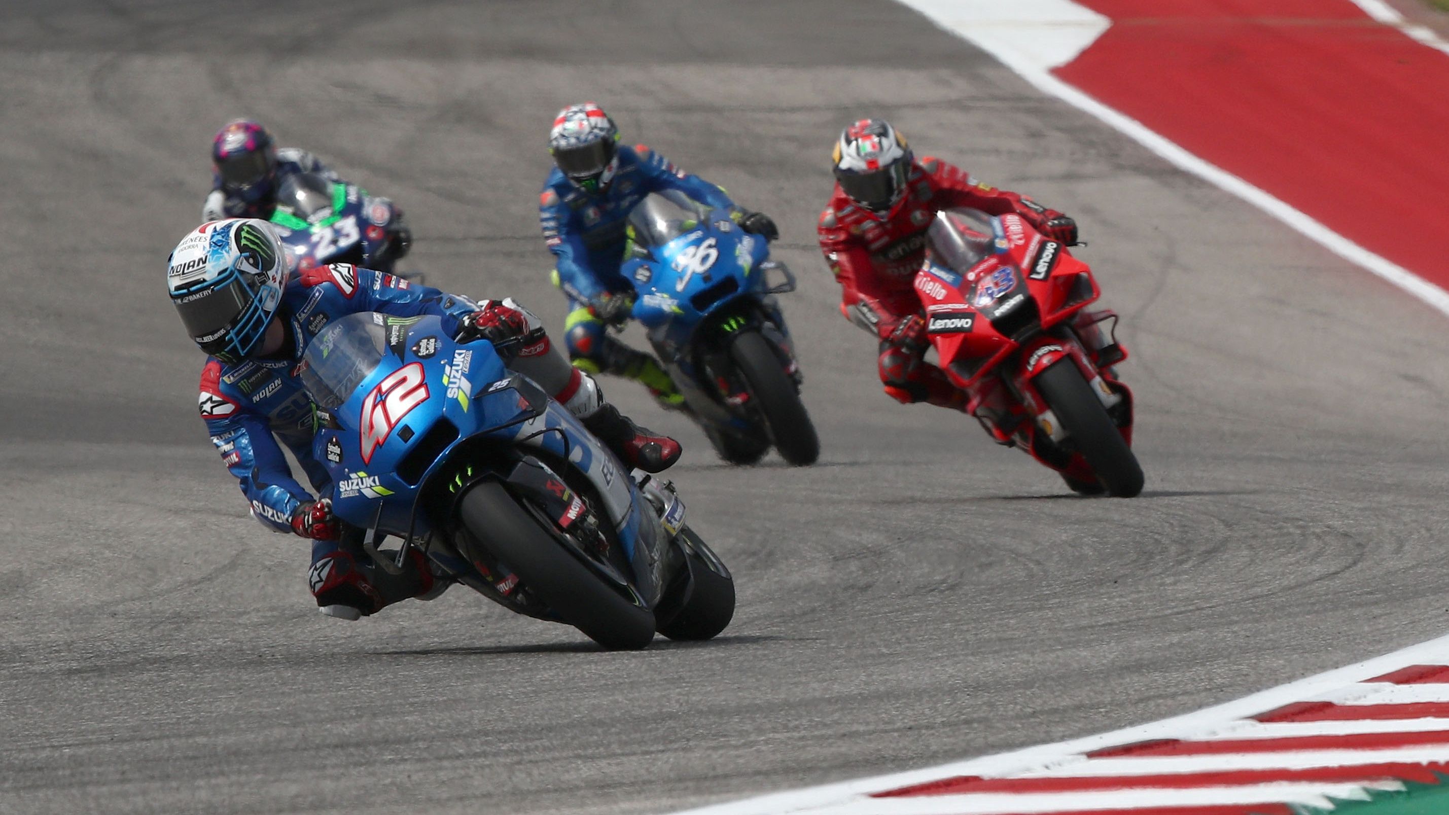Álex Rins coge distancia sobre Jack Miller, Joan Mir y Enea Bastianini. Fuente: Gold & Goose