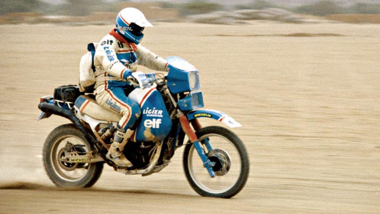 Hubert Auriol, con una Cagiva.