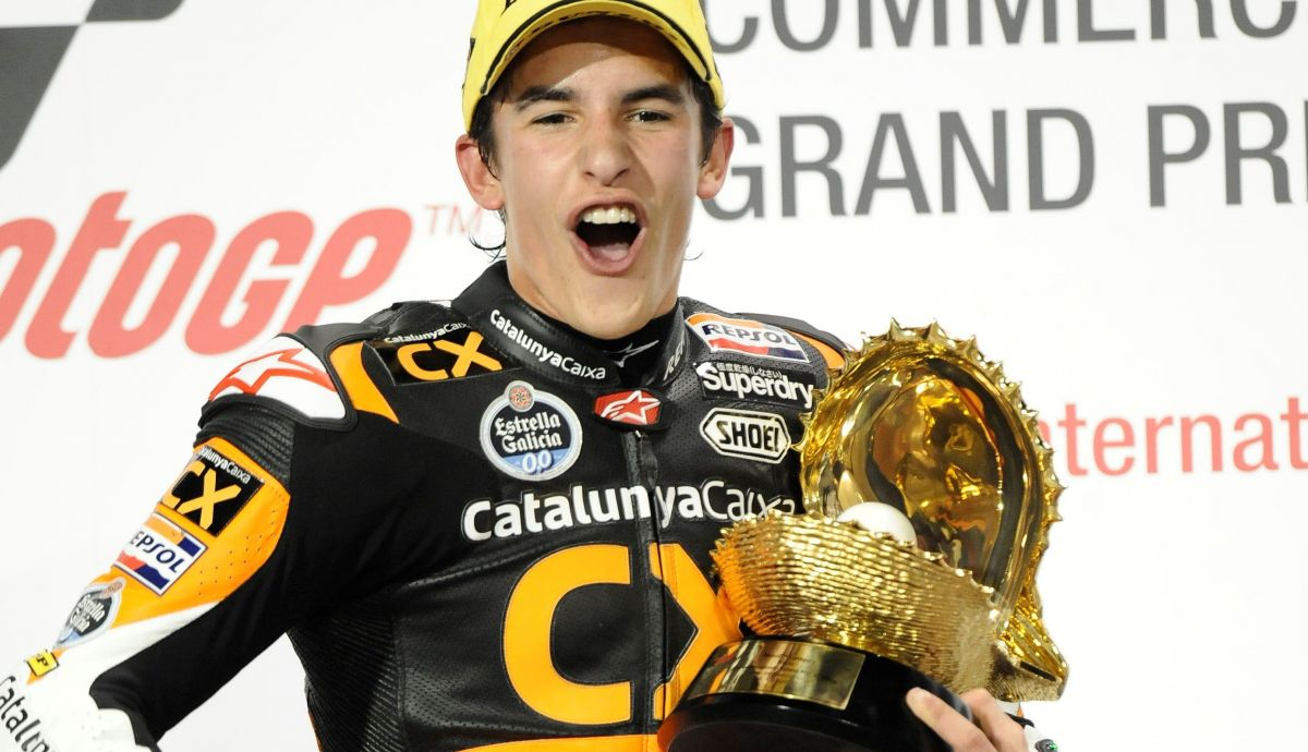 Marc Márquez festeja su victoria en Qatar 2012 Marc Márquez festeja su victoria en Qatar 2012
