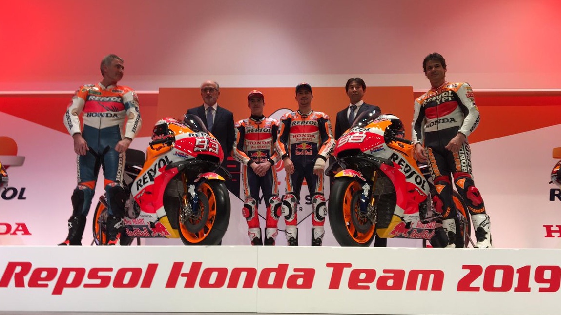 Honda presenta la RC213V para MotoGP 2019 con Marc Márquez y Jorge Lorenzo