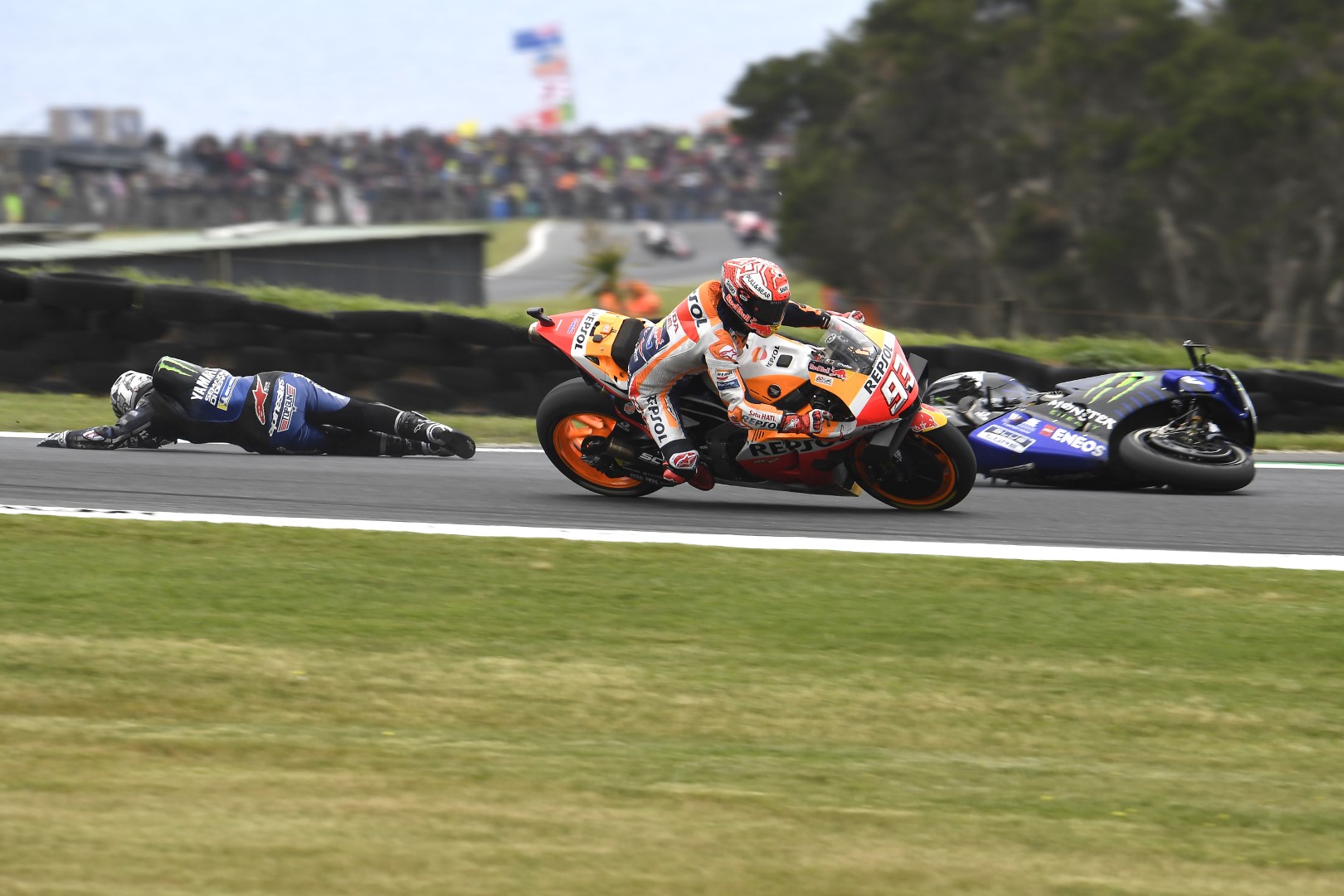 MotoGP 2019: con menos lluvia hay menos caídas