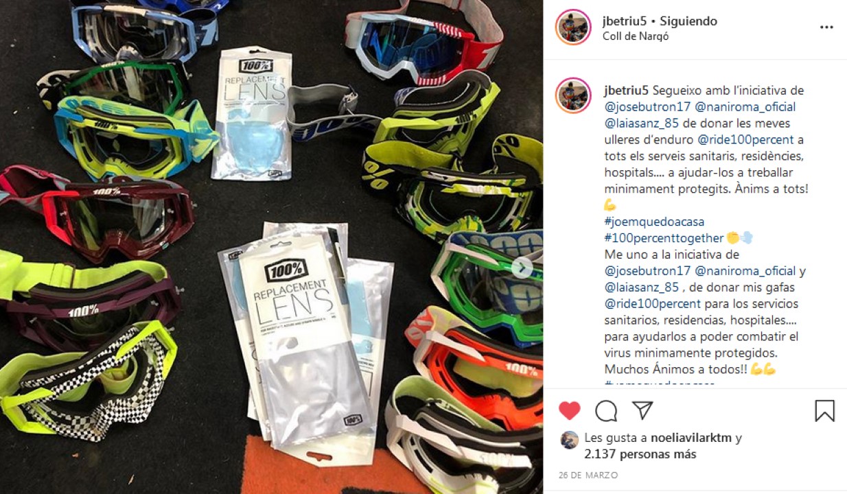 El colectivo de la moto activa su solidaridad contra el Covid-19